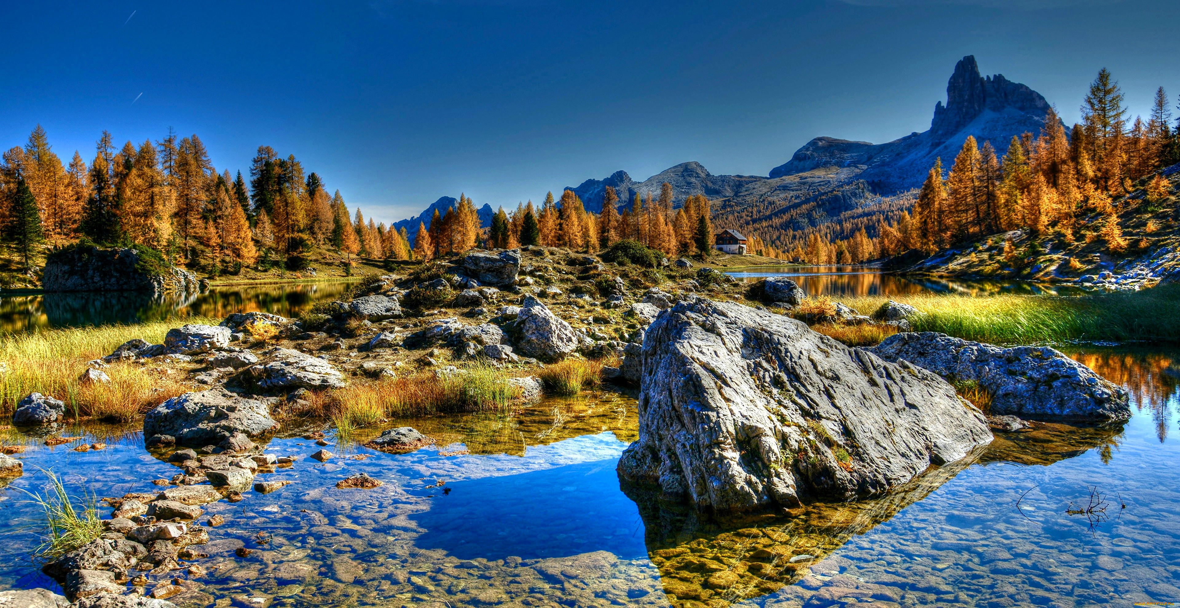 природа, реки, озера, горы, лес, осень, озеро, камни