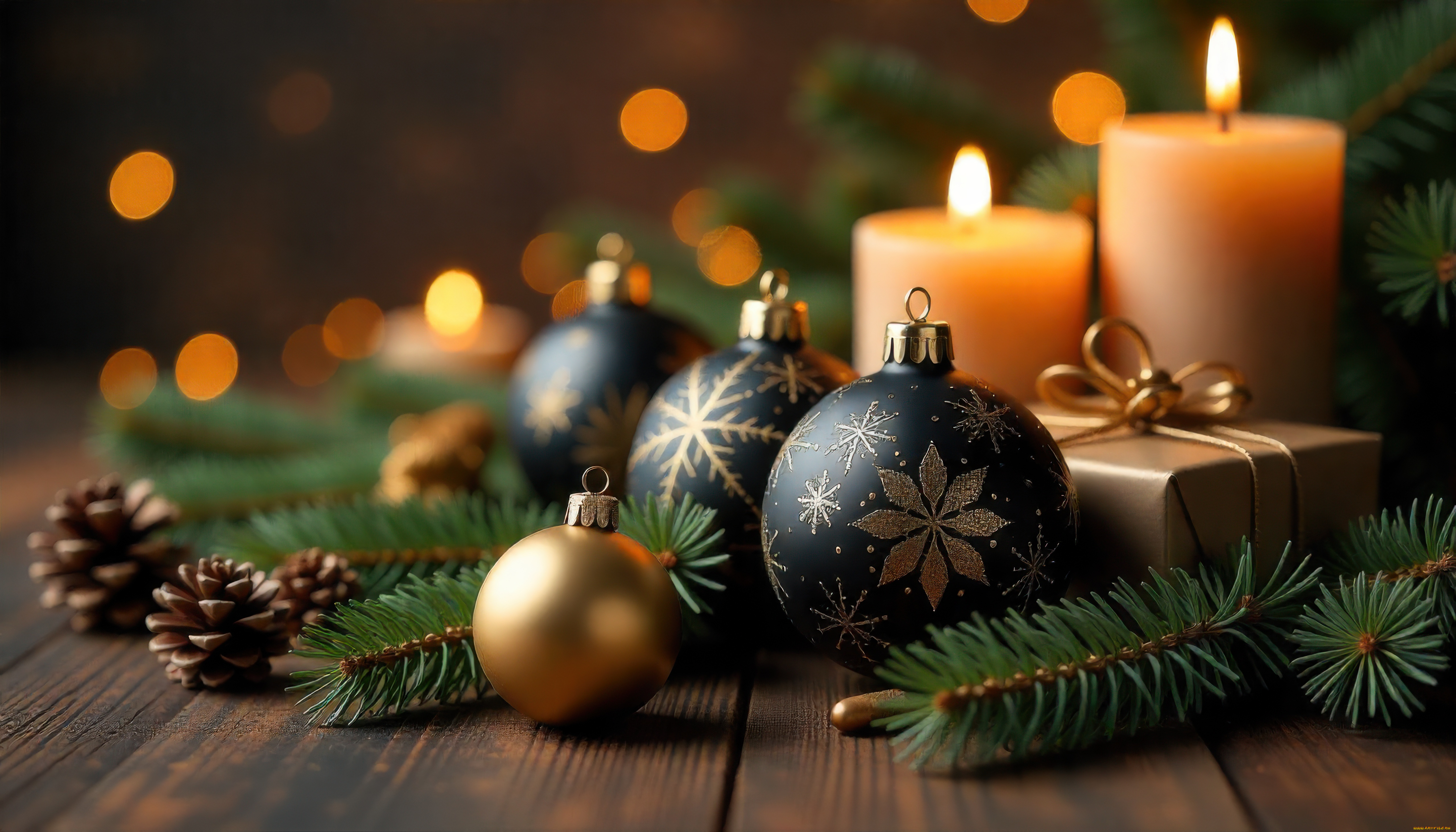 праздничные, новогодние, свечи, новогодняя