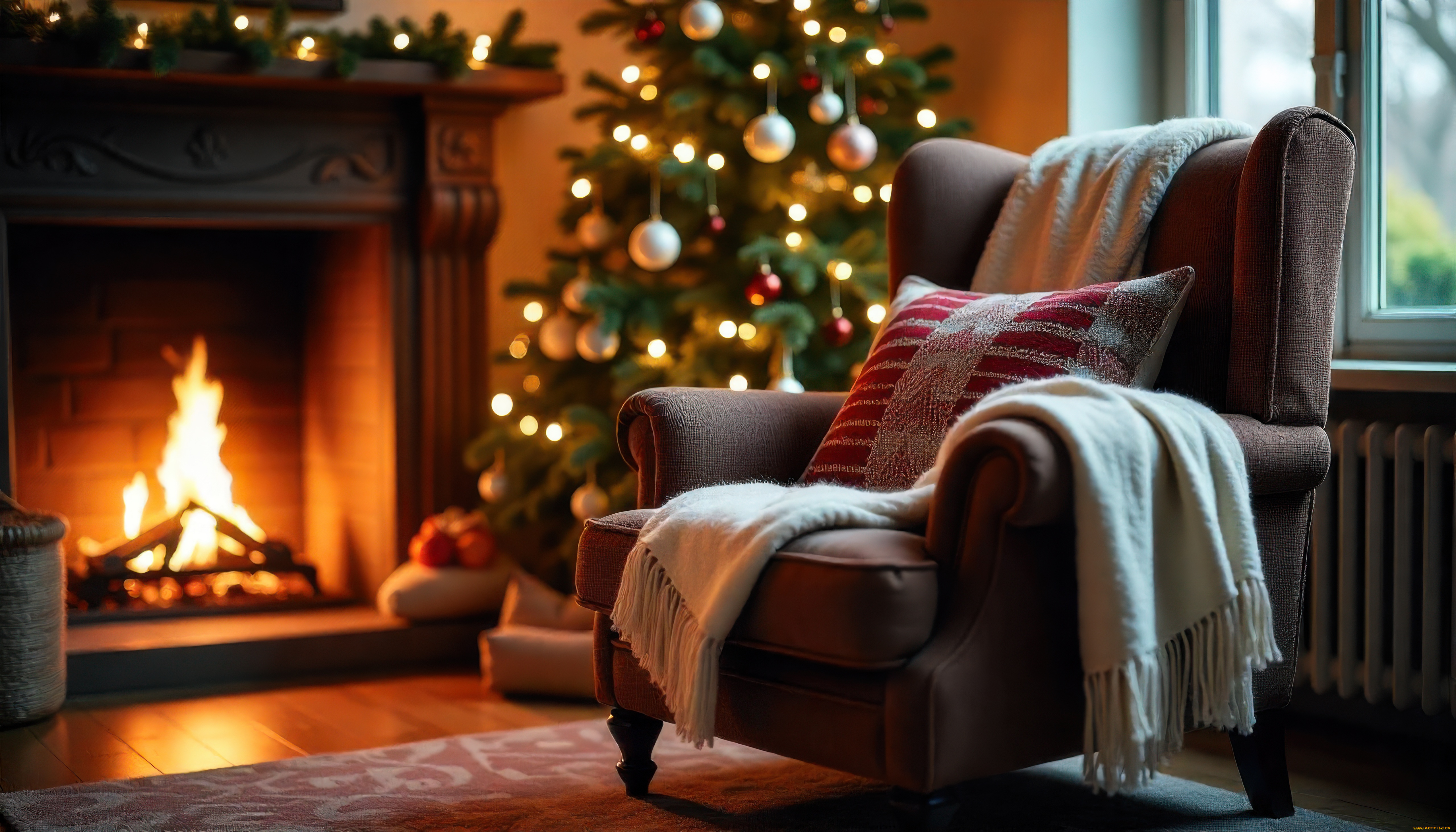 праздничные, новогодний, очаг, новогодняя