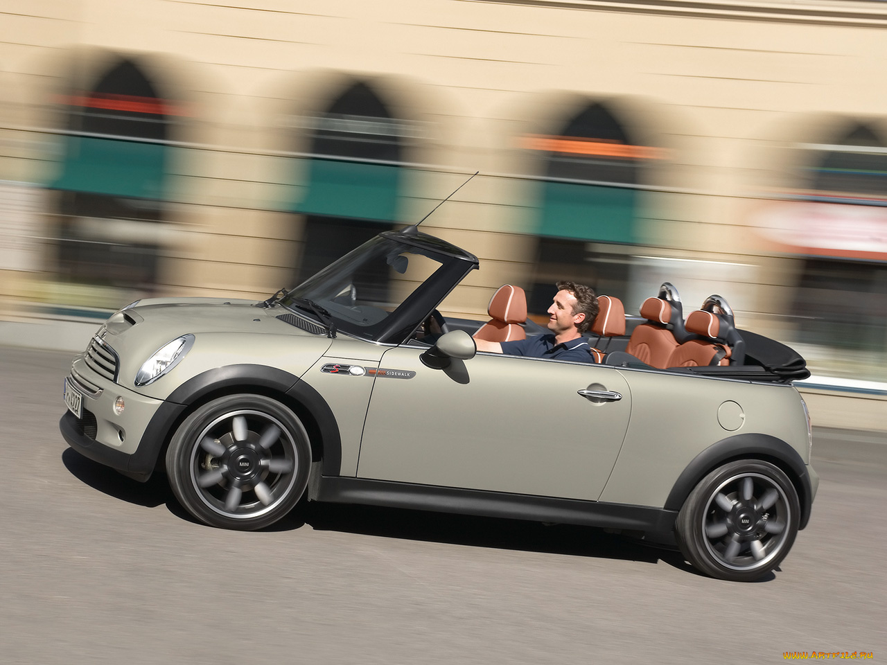 2007, mini, convertible, sidewalk, автомобили