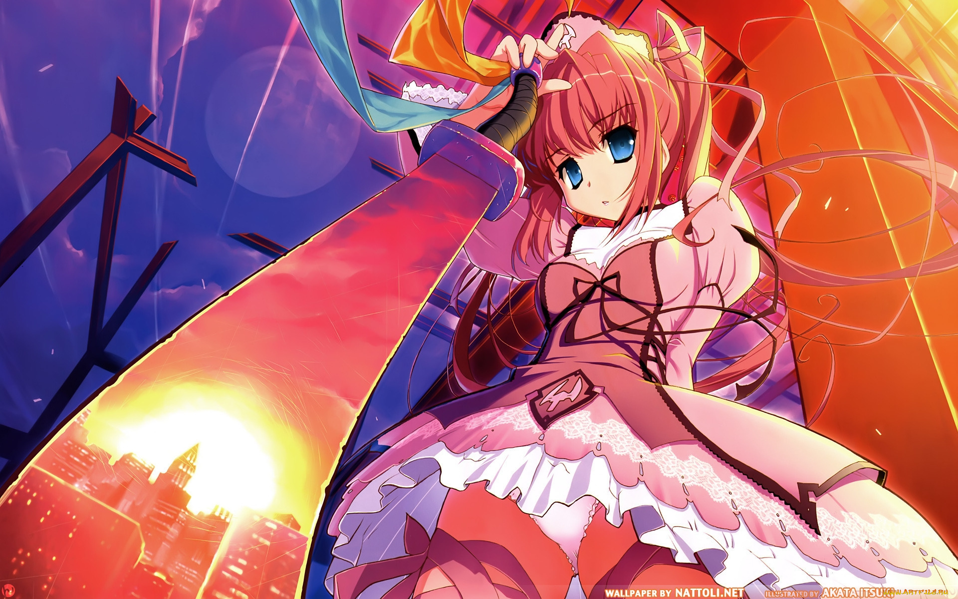 аниме, weapon, blood, technology