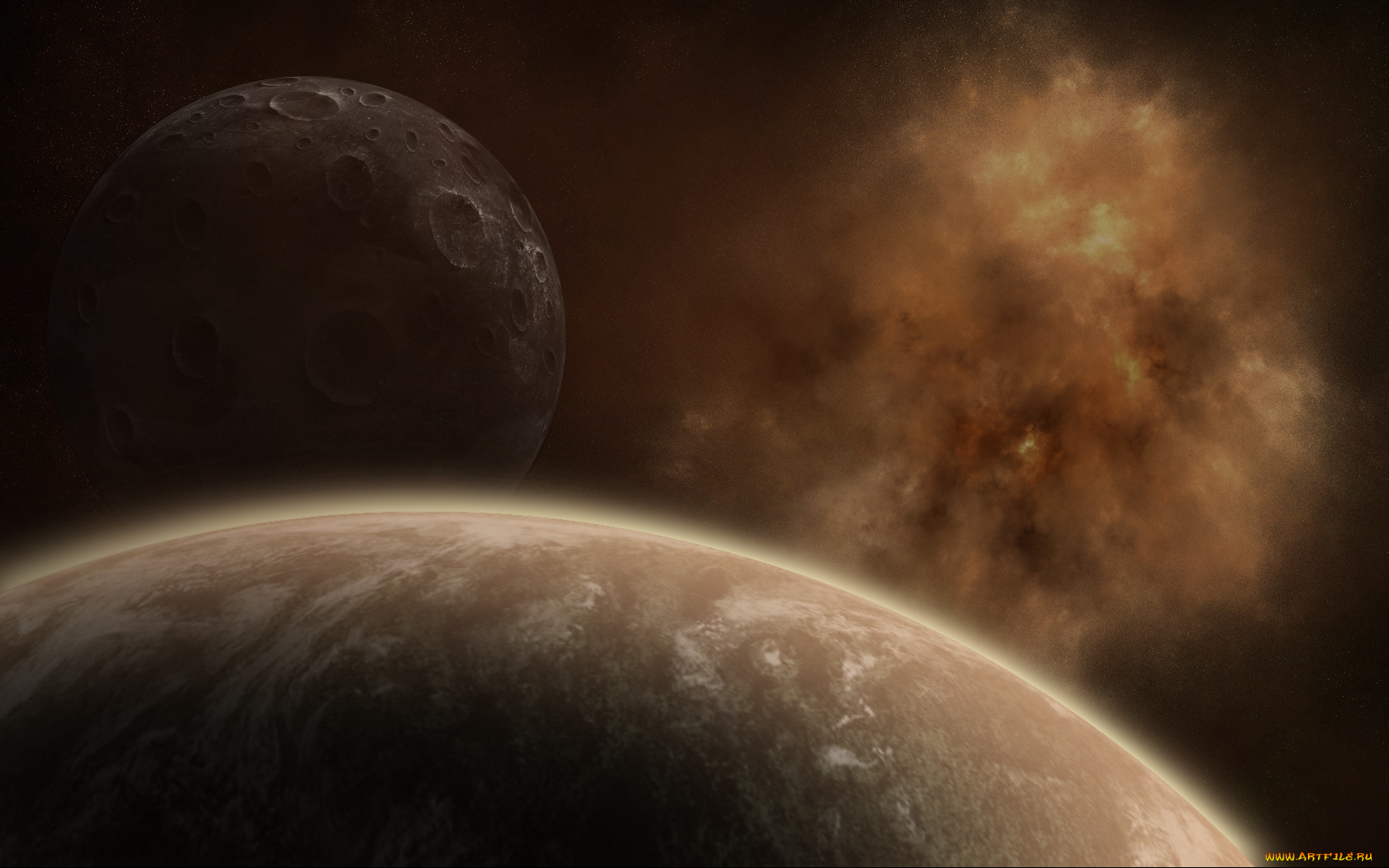 космос, арт, звёзды, фон, планеты