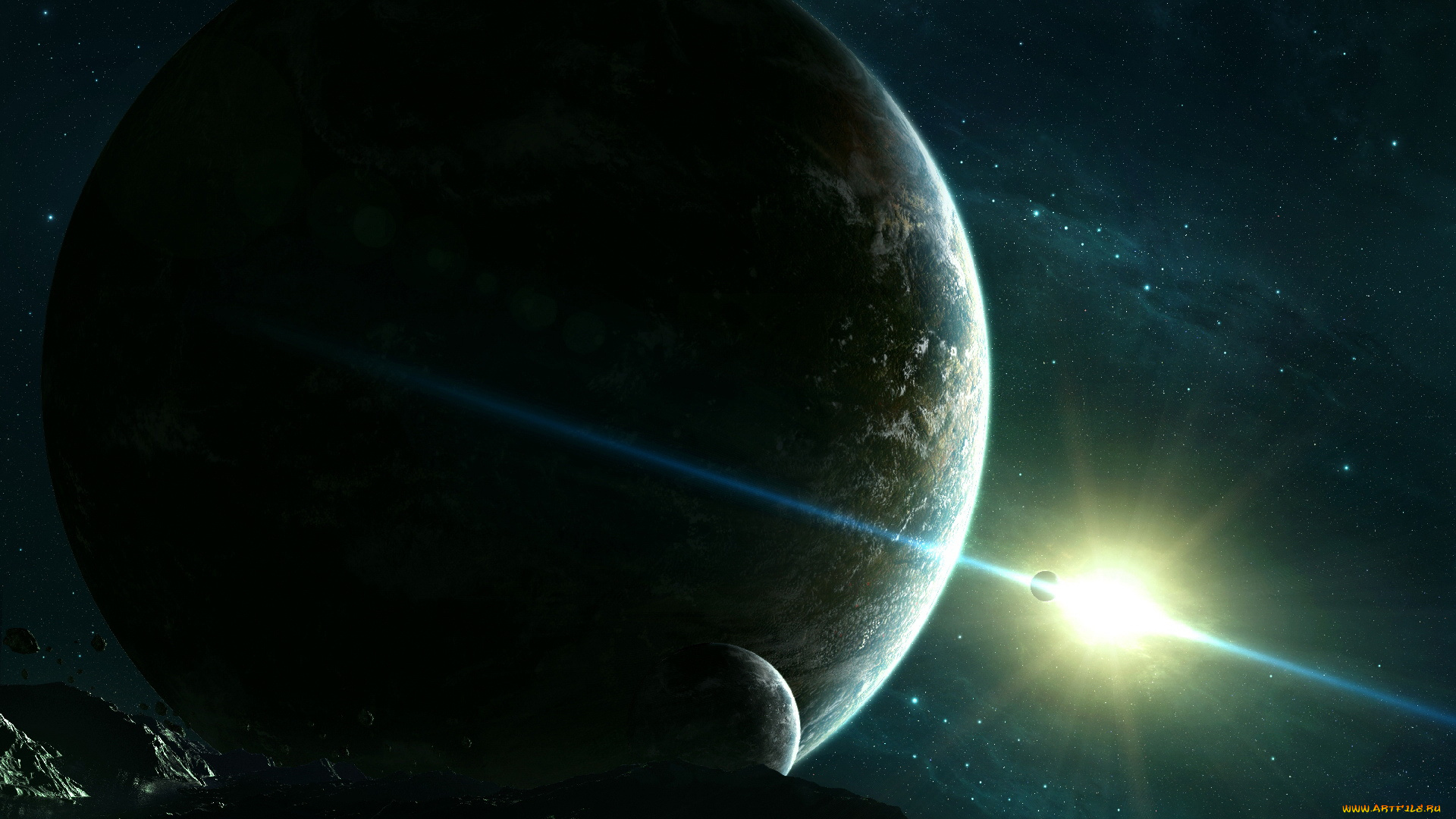 космос, арт, планеты, звёзды, фон