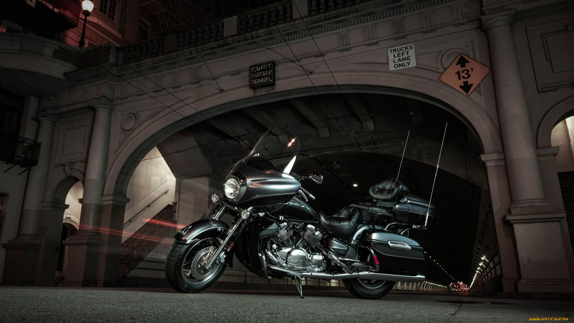 yamaha, мотоциклы, мотоцикл, арка, мост, шоссе