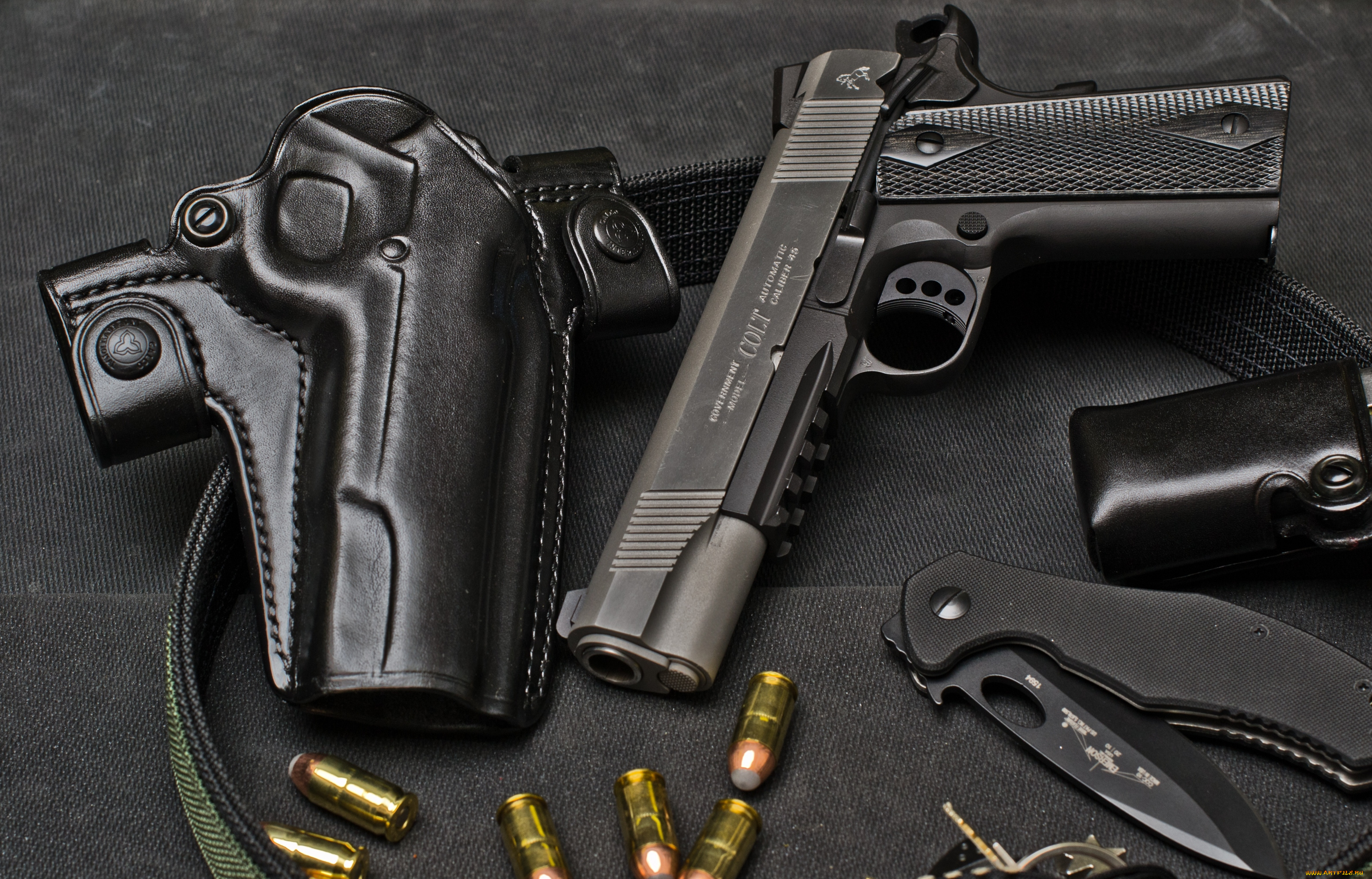 оружие, пули, кобура, нож, пистолет