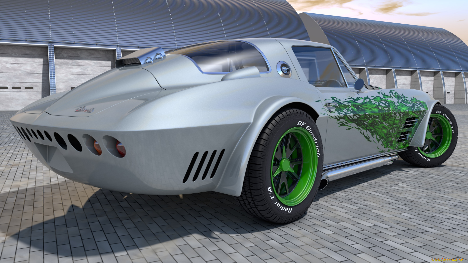 автомобили, 3д, 1964, chevrolet, corvette, grand, sport