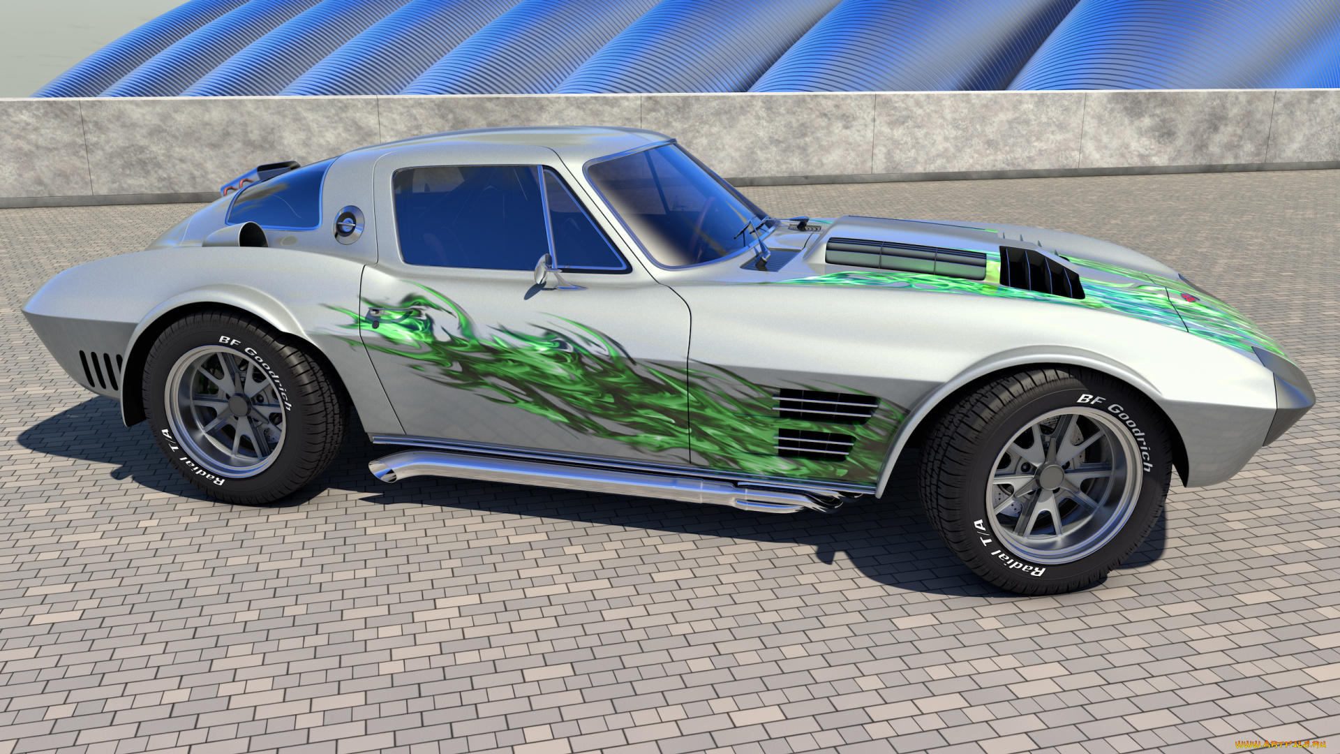 автомобили, 3д, 1964, chevrolet, corvette, grand, sport