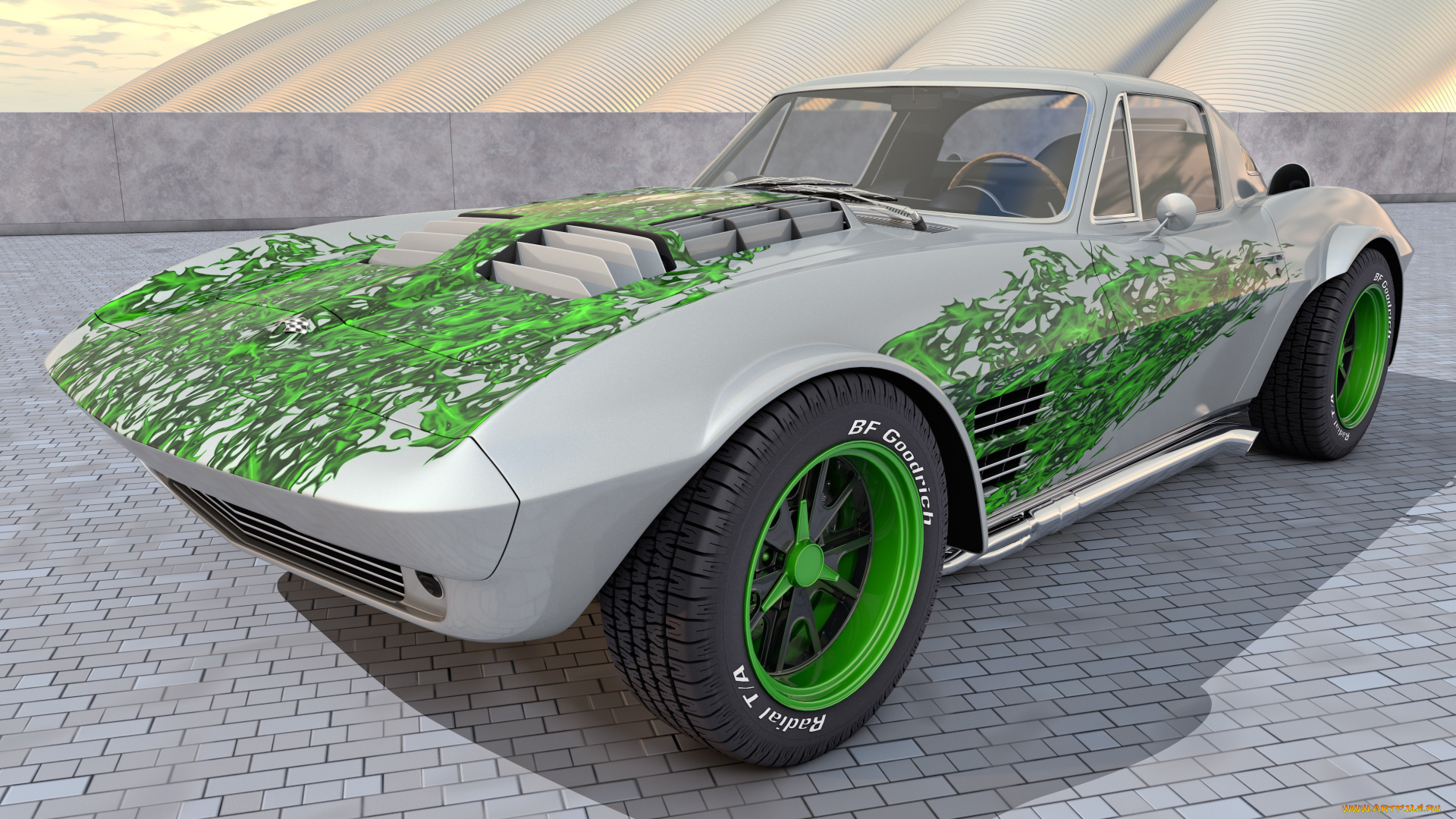 автомобили, 3д, 1964, chevrolet, corvette, grand, sport