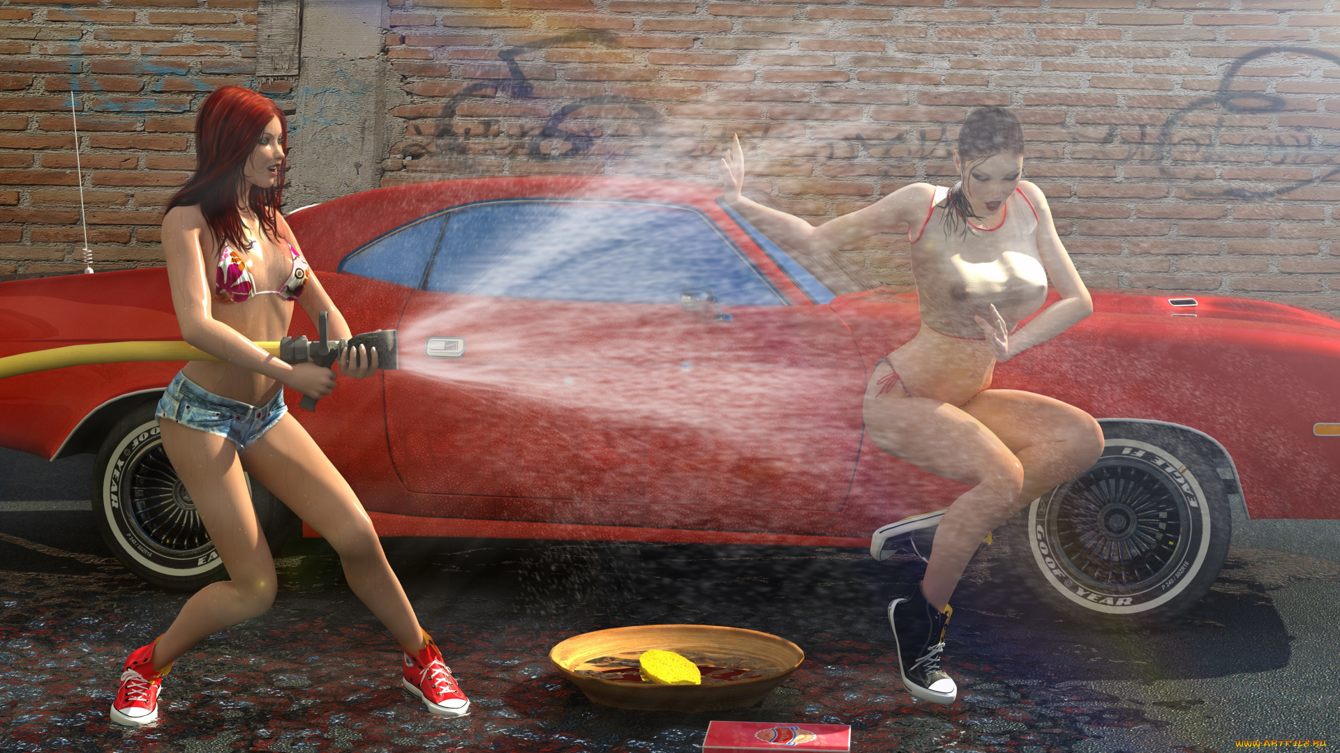 автомобили, 3д, девушки, автомобиль