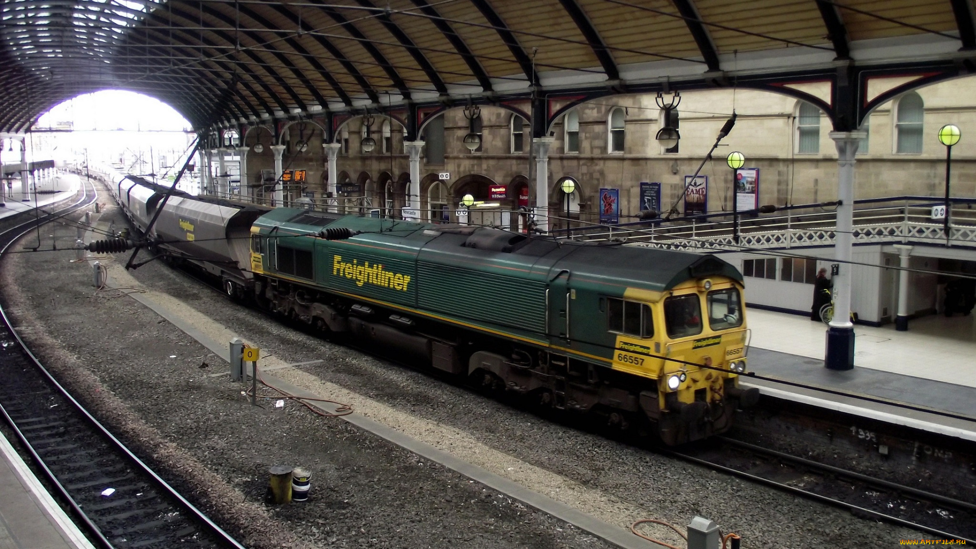 техника, поезда, грузовой, состав, вагоны, локомотив, рельсы, железная, дорога