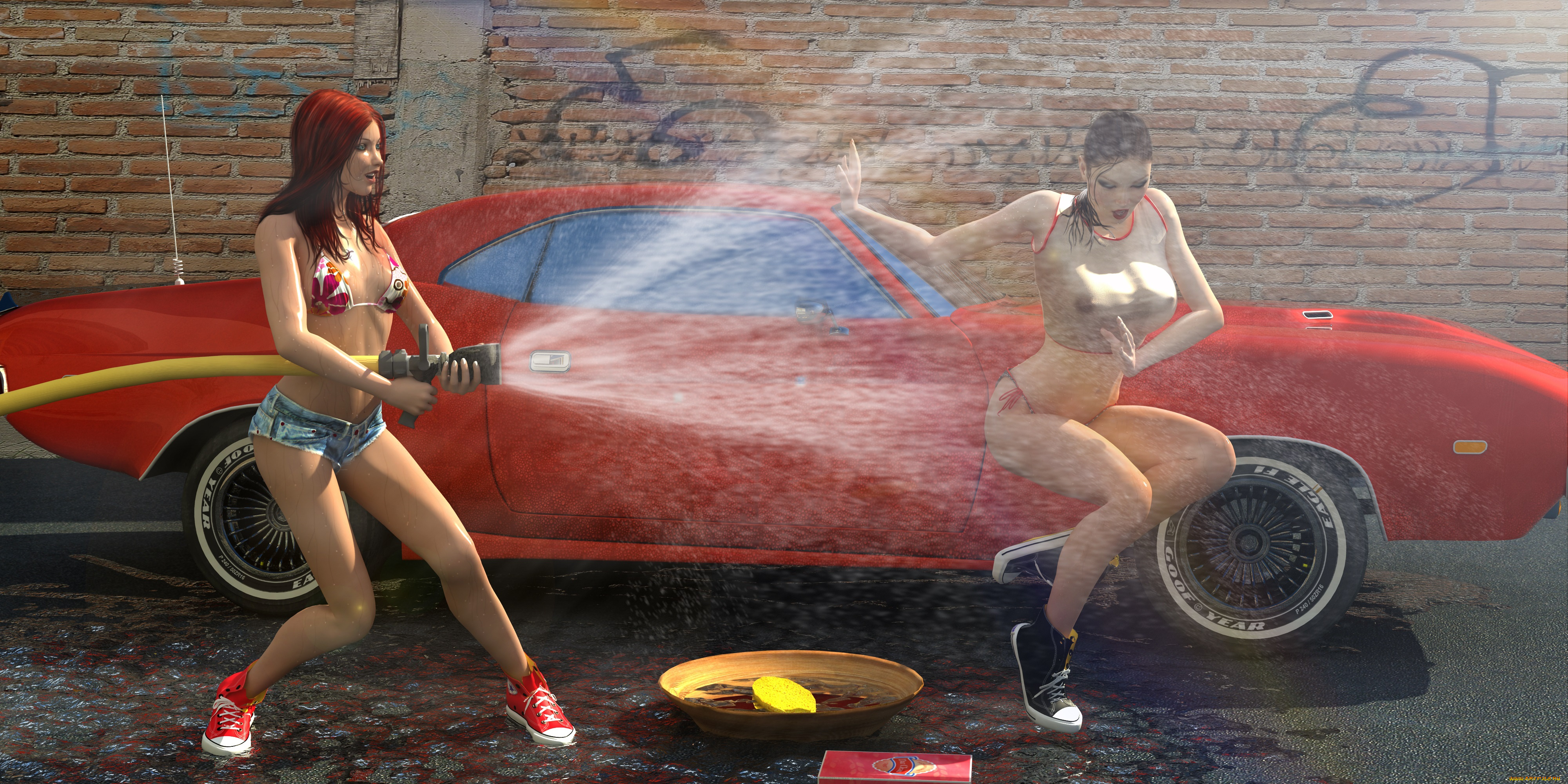 автомобили, 3д, девушки, автомобиль