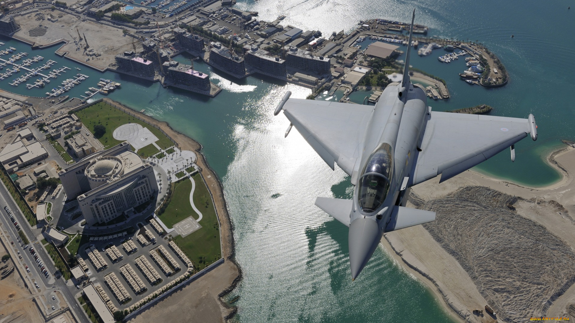авиация, боевые, самолёты, eurofighter, typhoon, многоцелевой, истребитель, четвертого, поколения, полет, город, дубай
