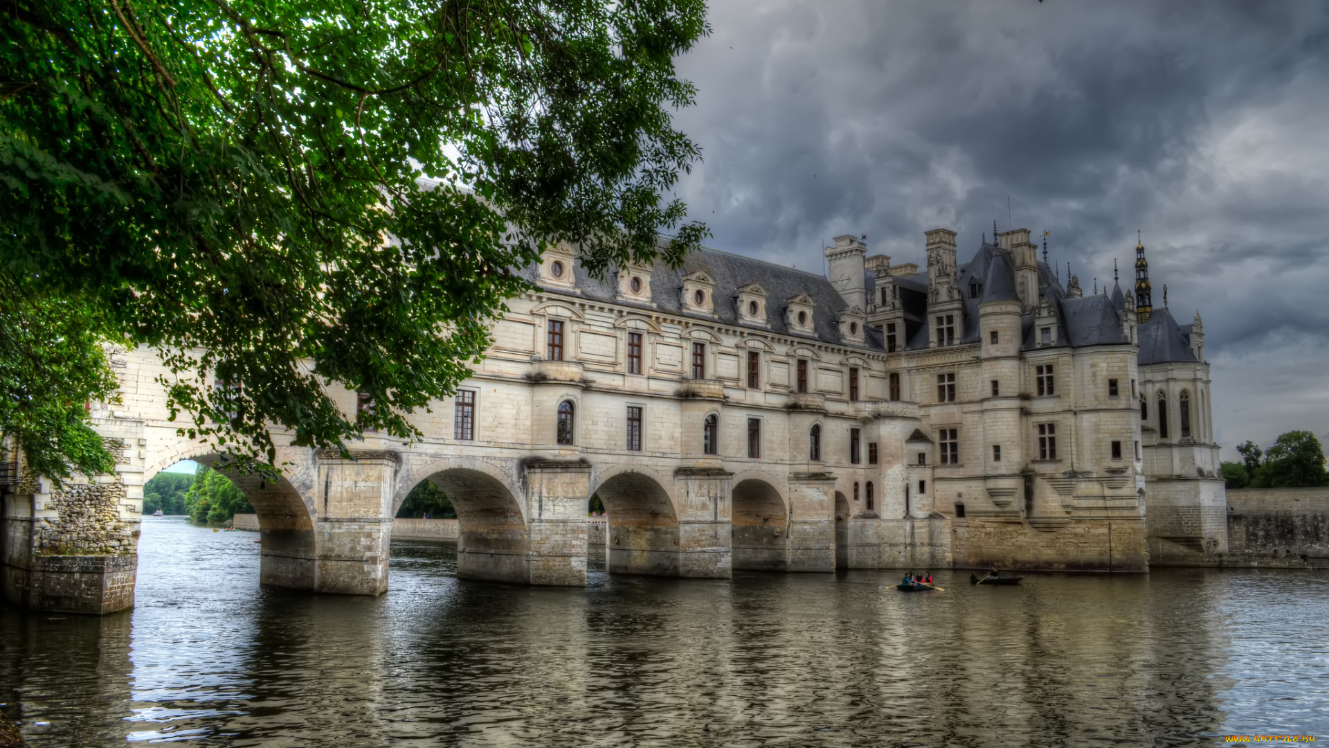 chateau, de, chenonceau, города, -, дворцы, , замки, , крепости, пруд, замок, парк