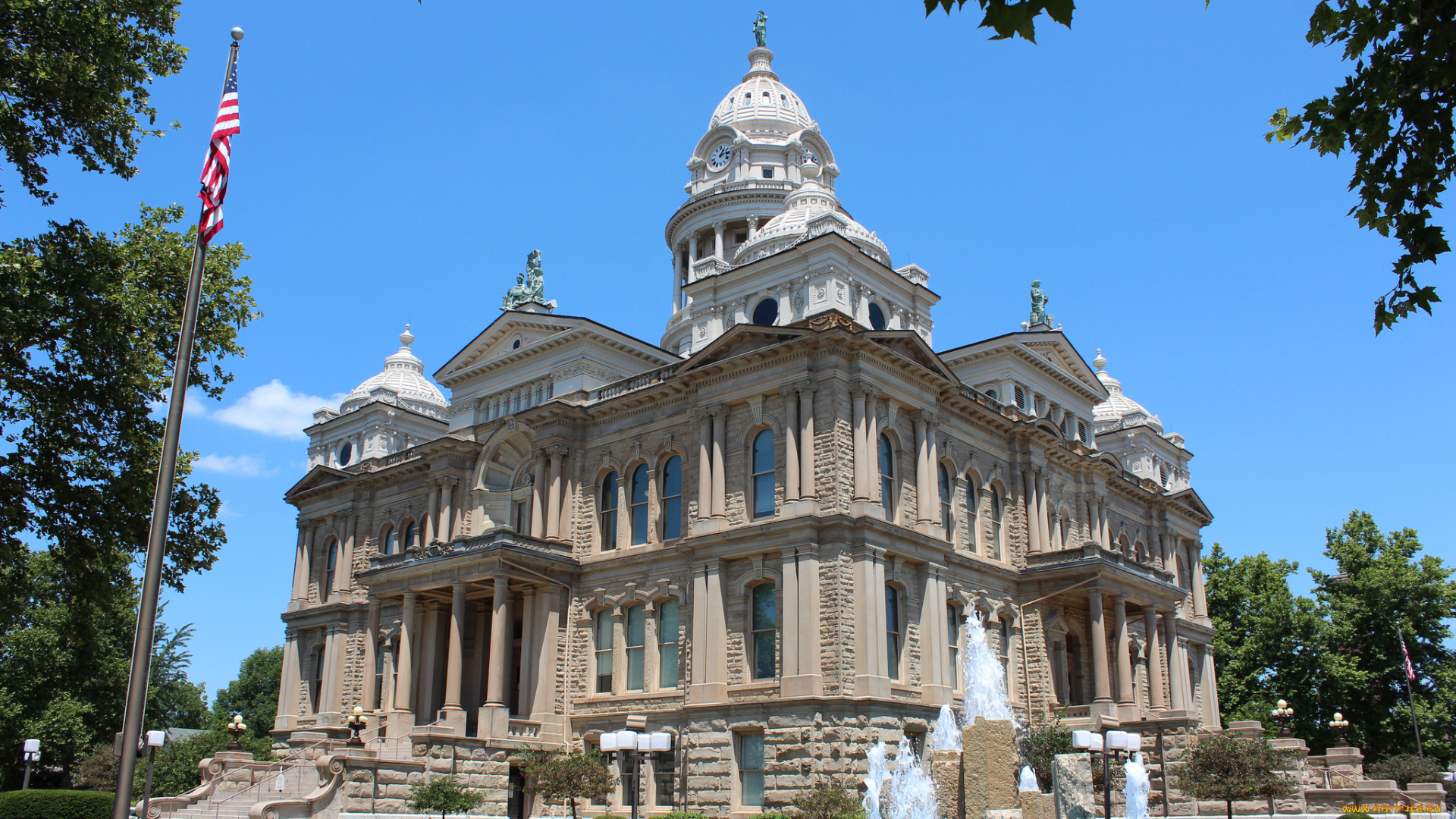 miami, county, courthouse, города, майами, , сша, здание, площадь, флаг