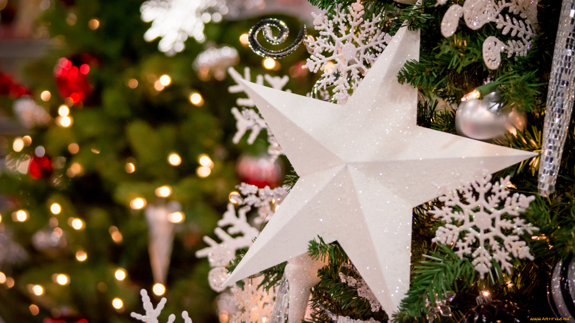 праздничные, снежинки, и, звёздочки, праздник, новый, год, рождество, елка, украшения, снег, чудеса
