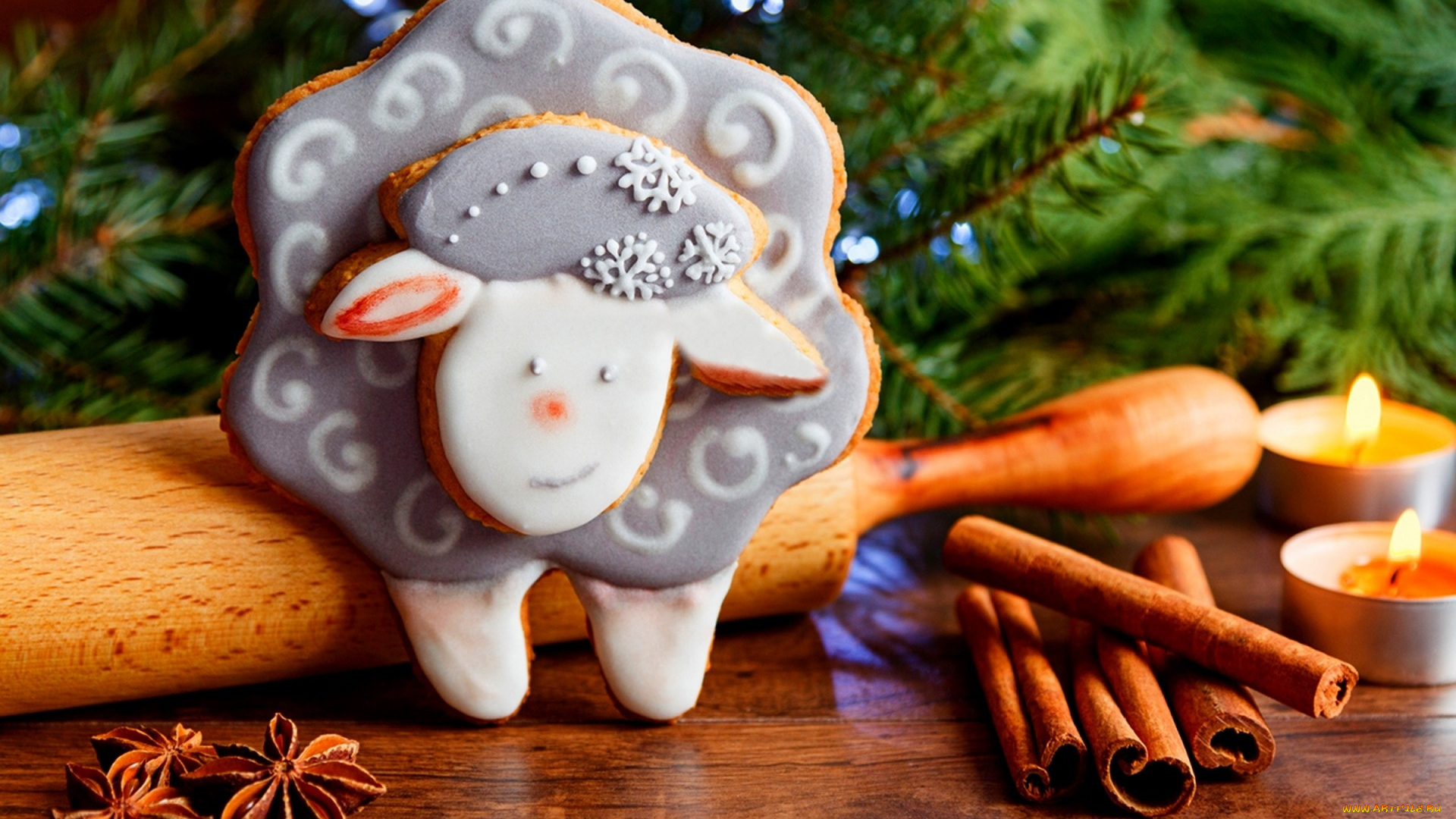 праздничные, угощения, biscuits, candles, cookie, winter, holiday, еда, печенье, свечи, праздник, зима