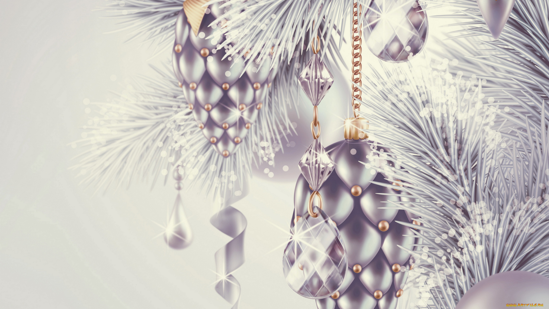 праздничные, векторная, графика, , новый, год, ветка, мишура, год, новый, праздник, игрушки, ель, ретро