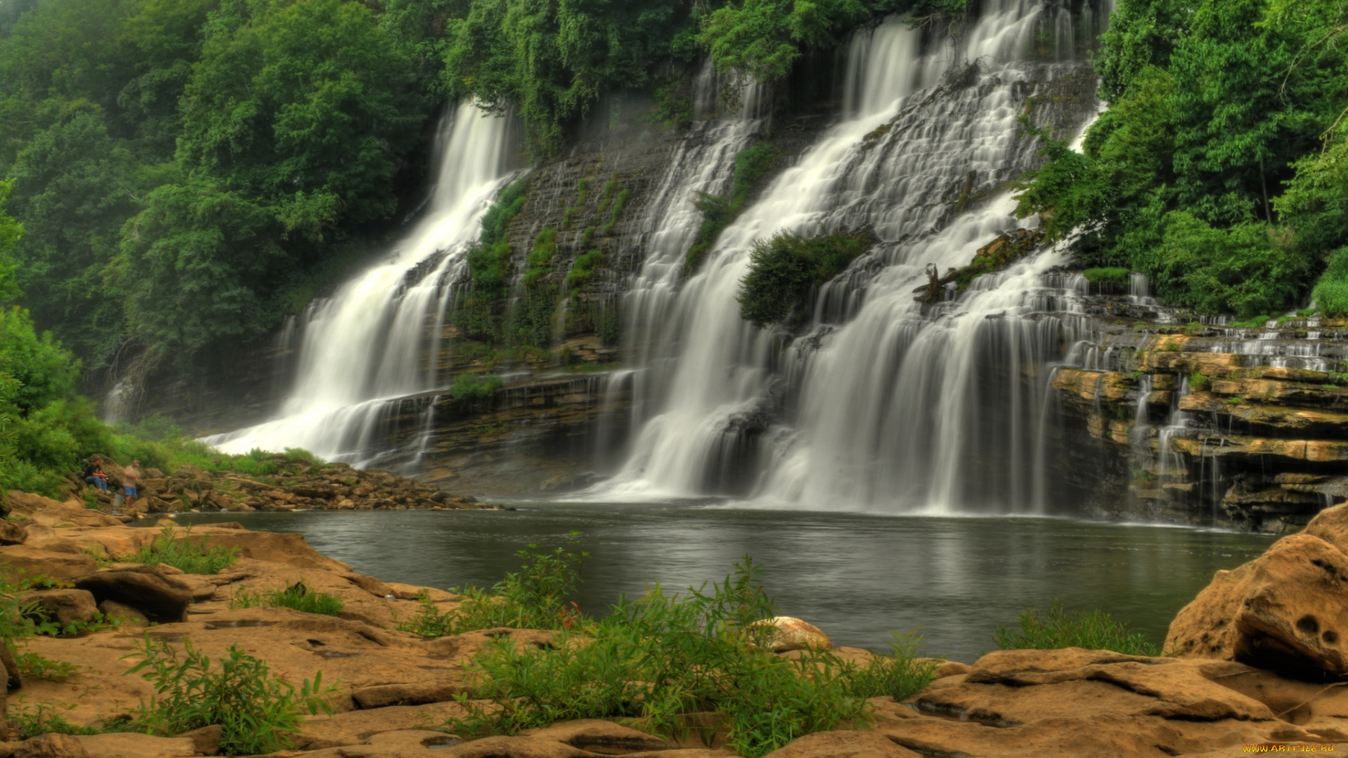 природа, водопады, водопад, река, лес