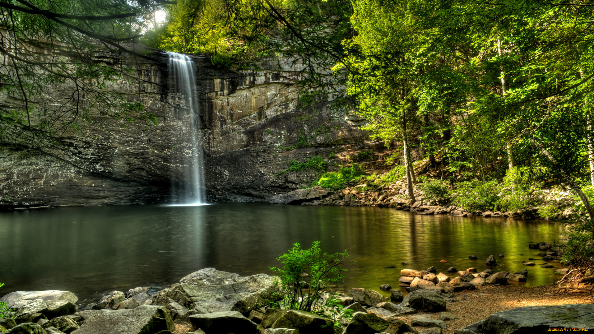 природа, водопады, водопад, река, лес