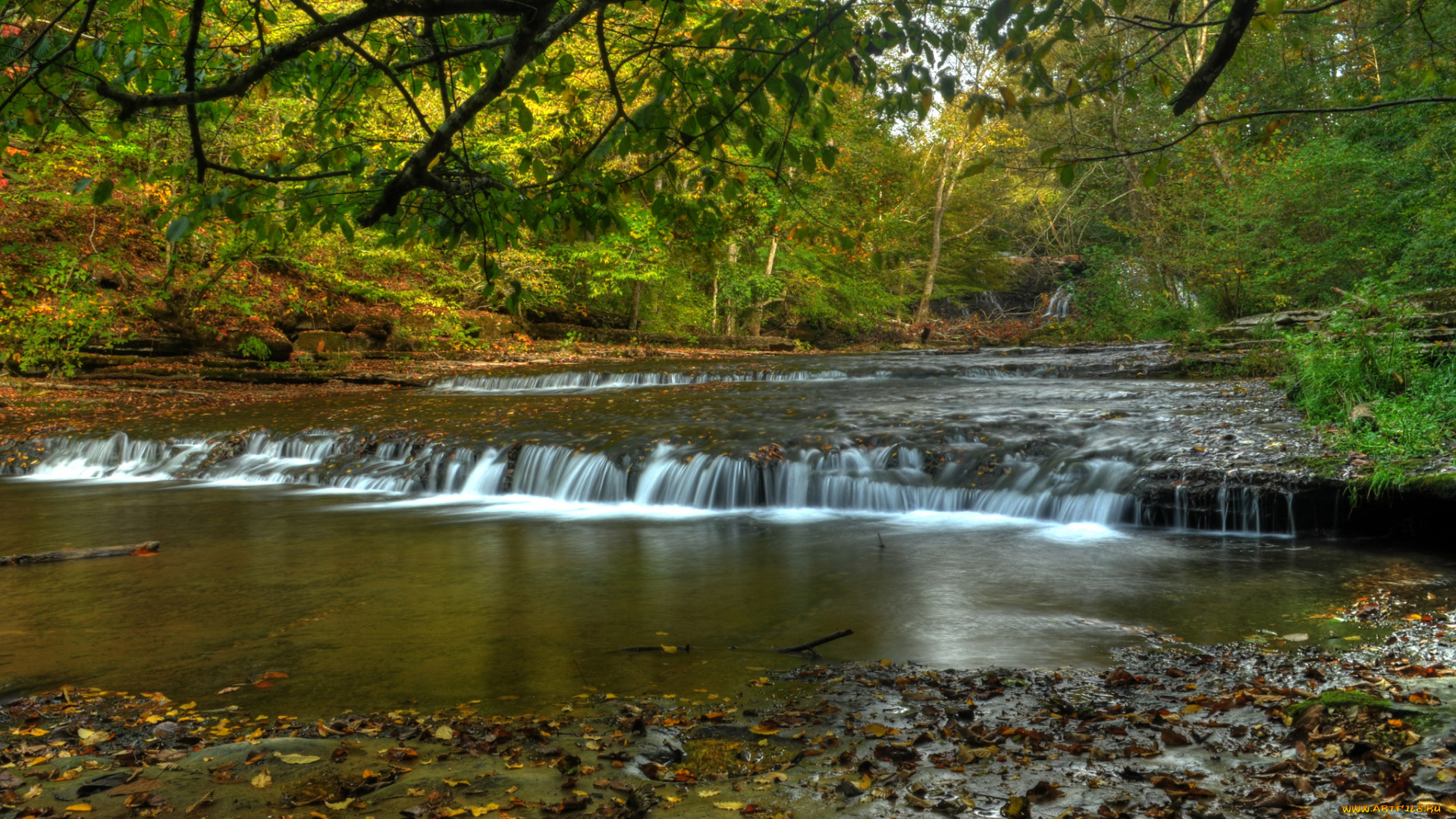 природа, водопады, водопад, река, лес