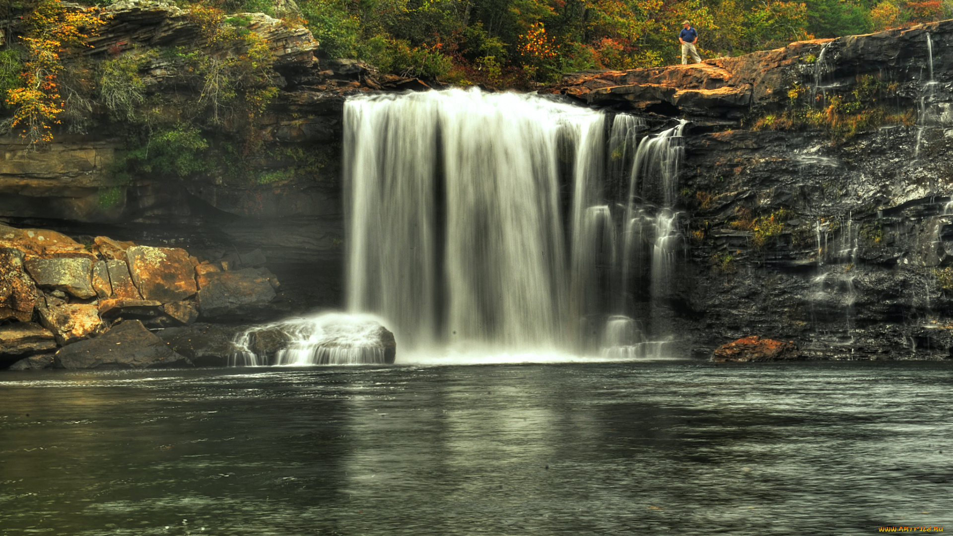 природа, водопады, водопад, река, лес