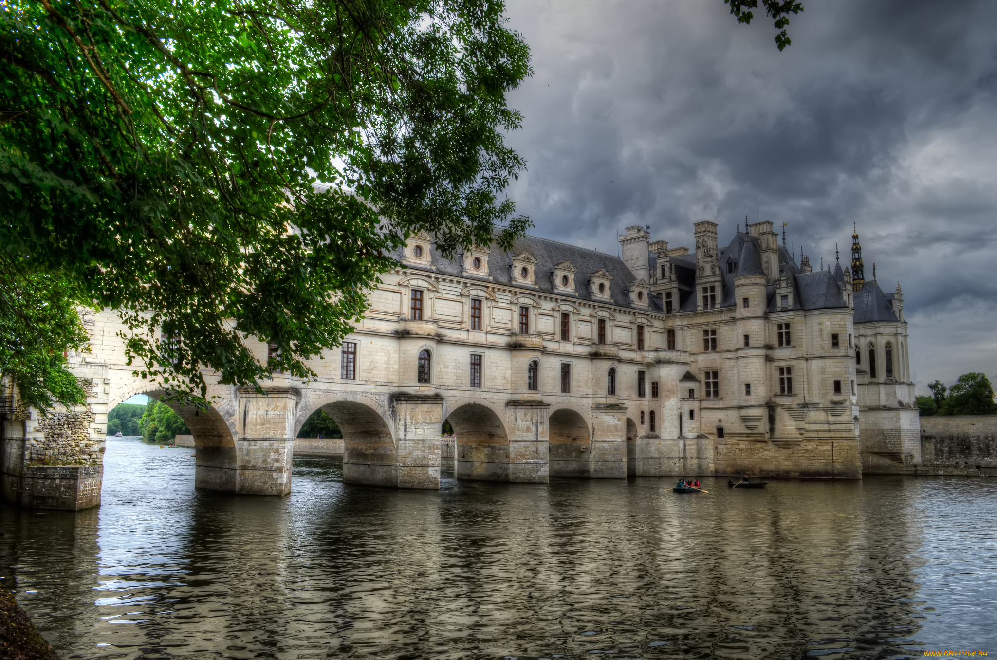 chateau, de, chenonceau, города, -, дворцы, , замки, , крепости, пруд, замок, парк