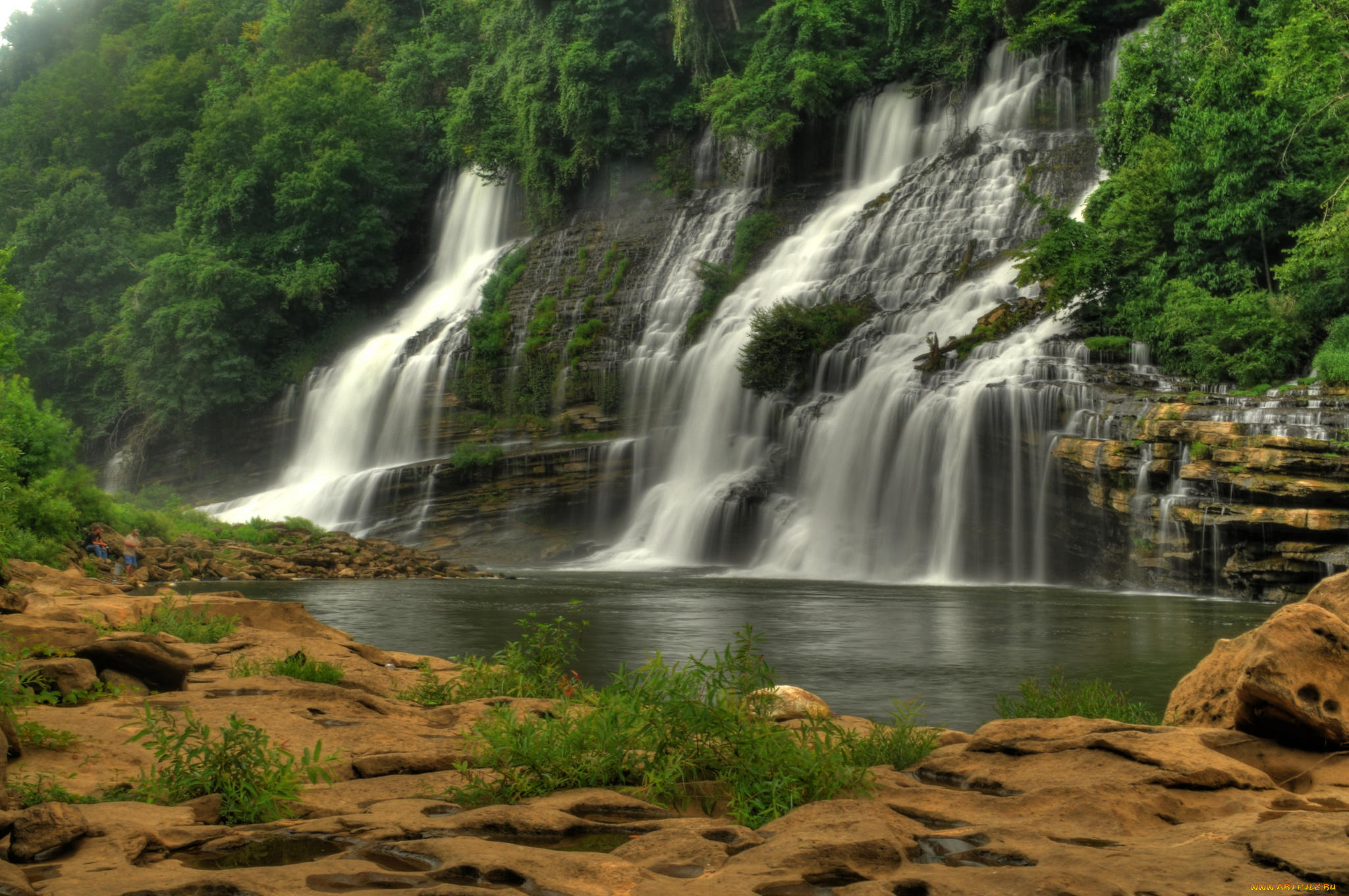 природа, водопады, водопад, река, лес