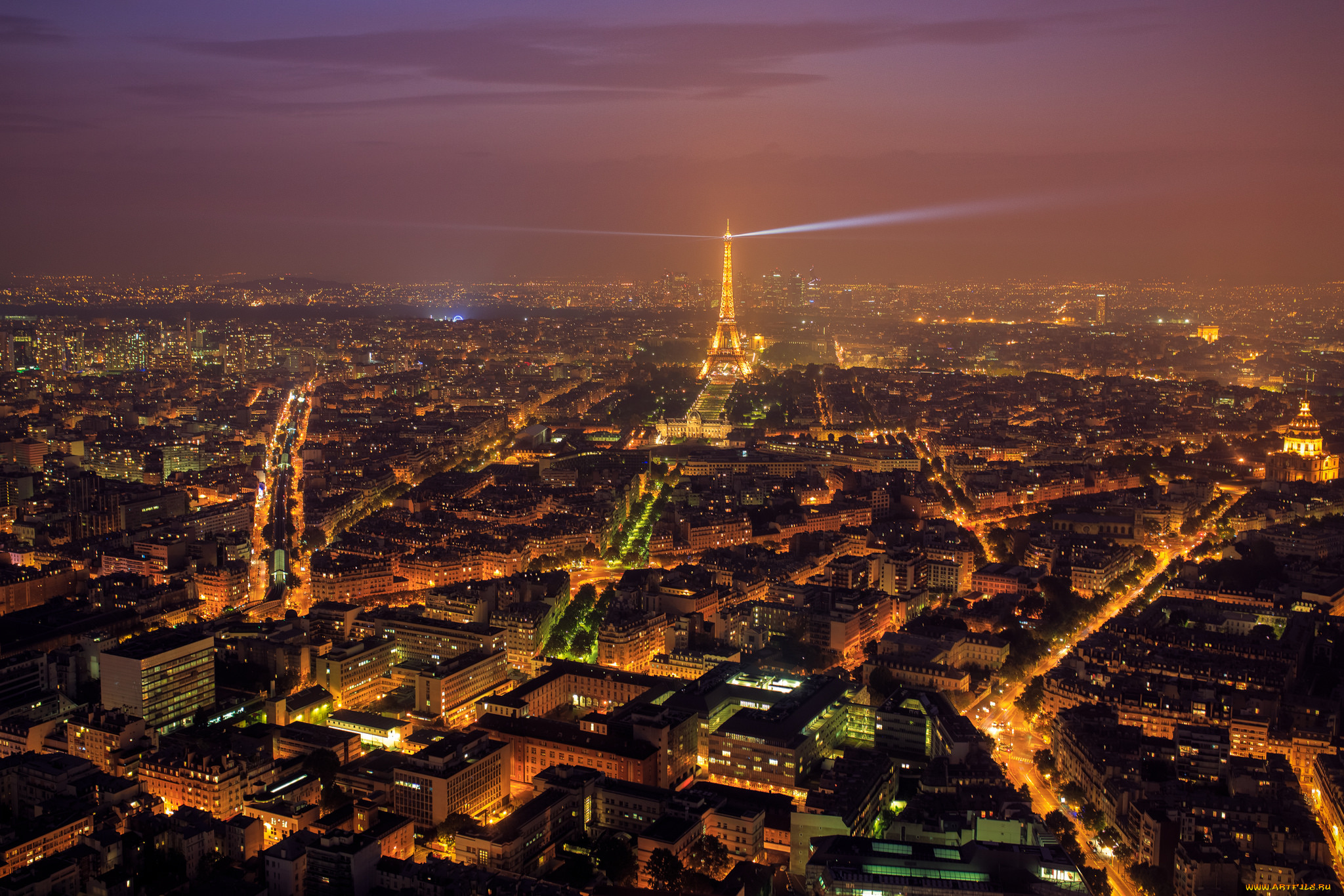 города, париж, , франция, башня, огни, лучи, город, ночь