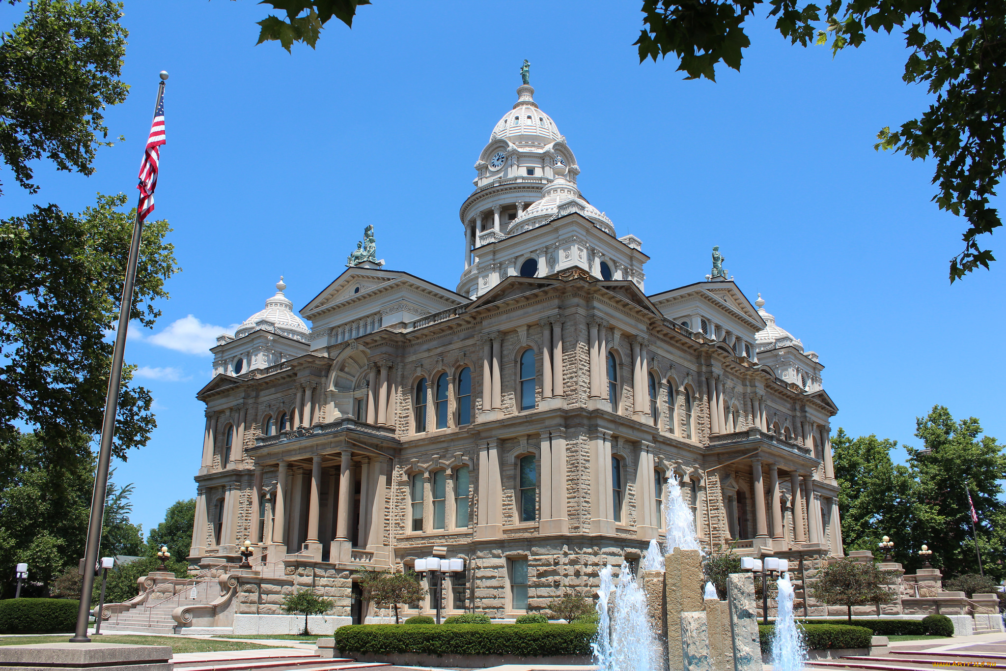 miami, county, courthouse, города, майами, , сша, здание, площадь, флаг
