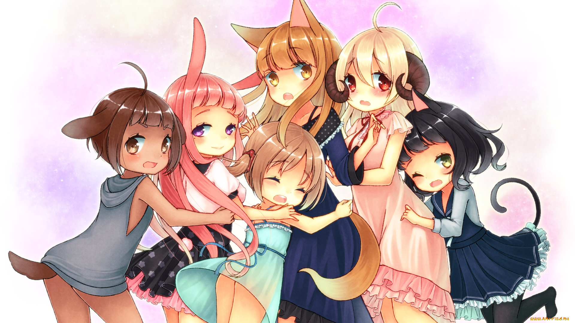 аниме, животные, , существа, существа, девочки