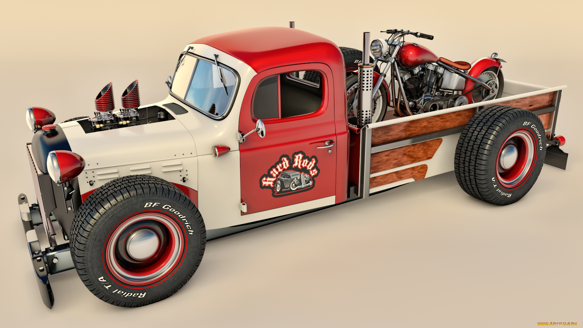 автомобили, 3д, мотоцикл, фон, автомобиль