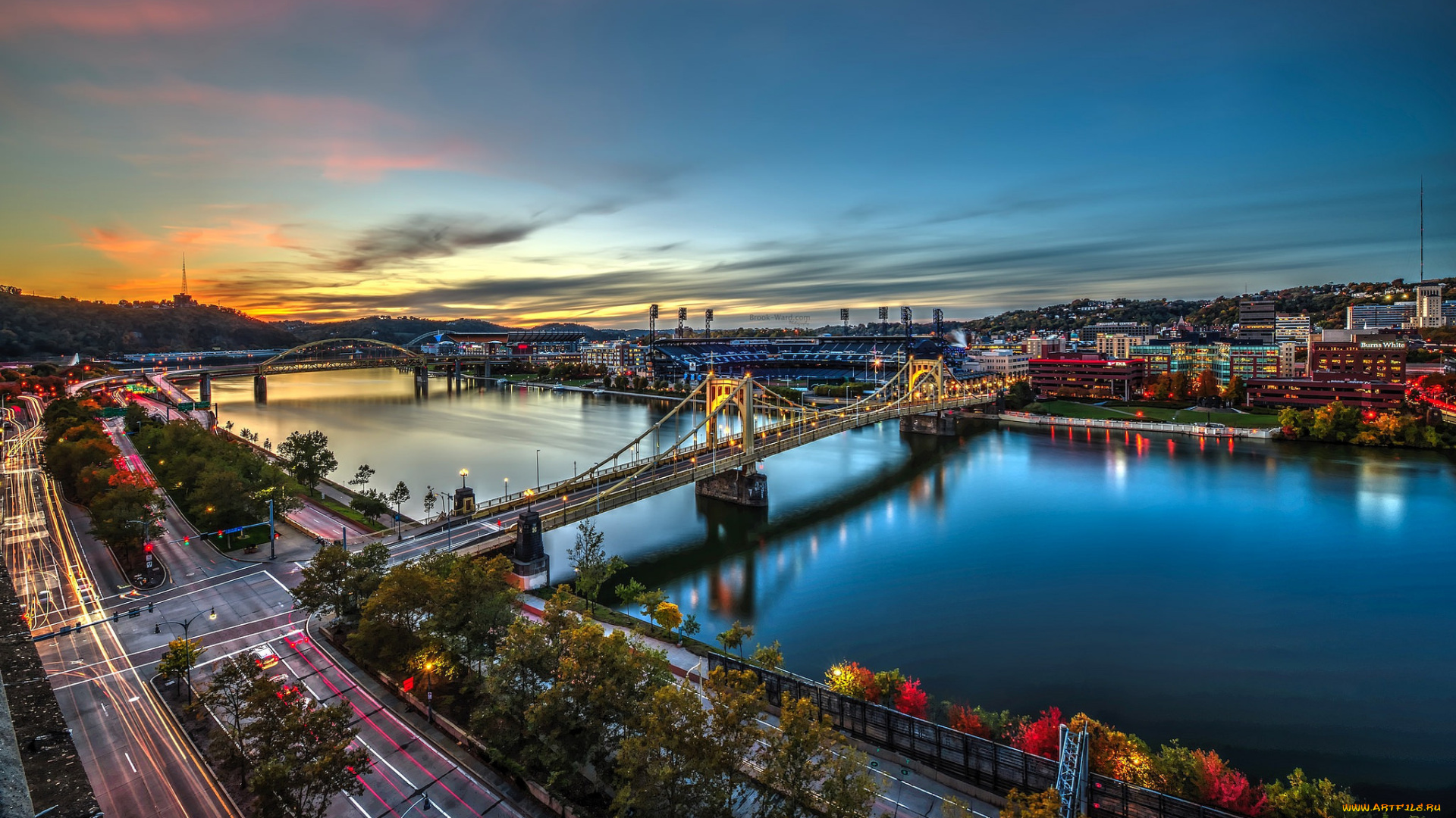 pittsburgh, города, питтсбург, , сша, мосты, река