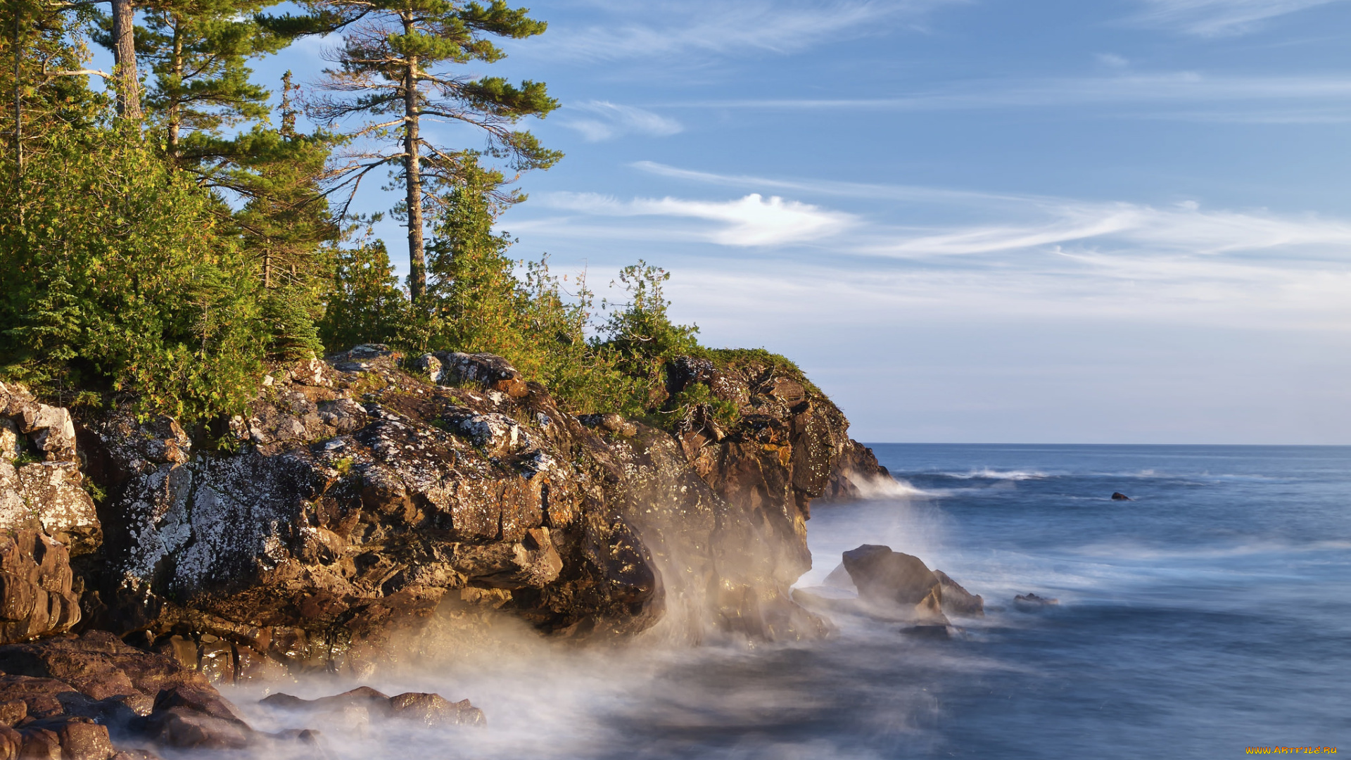 природа, побережье, берег, лес