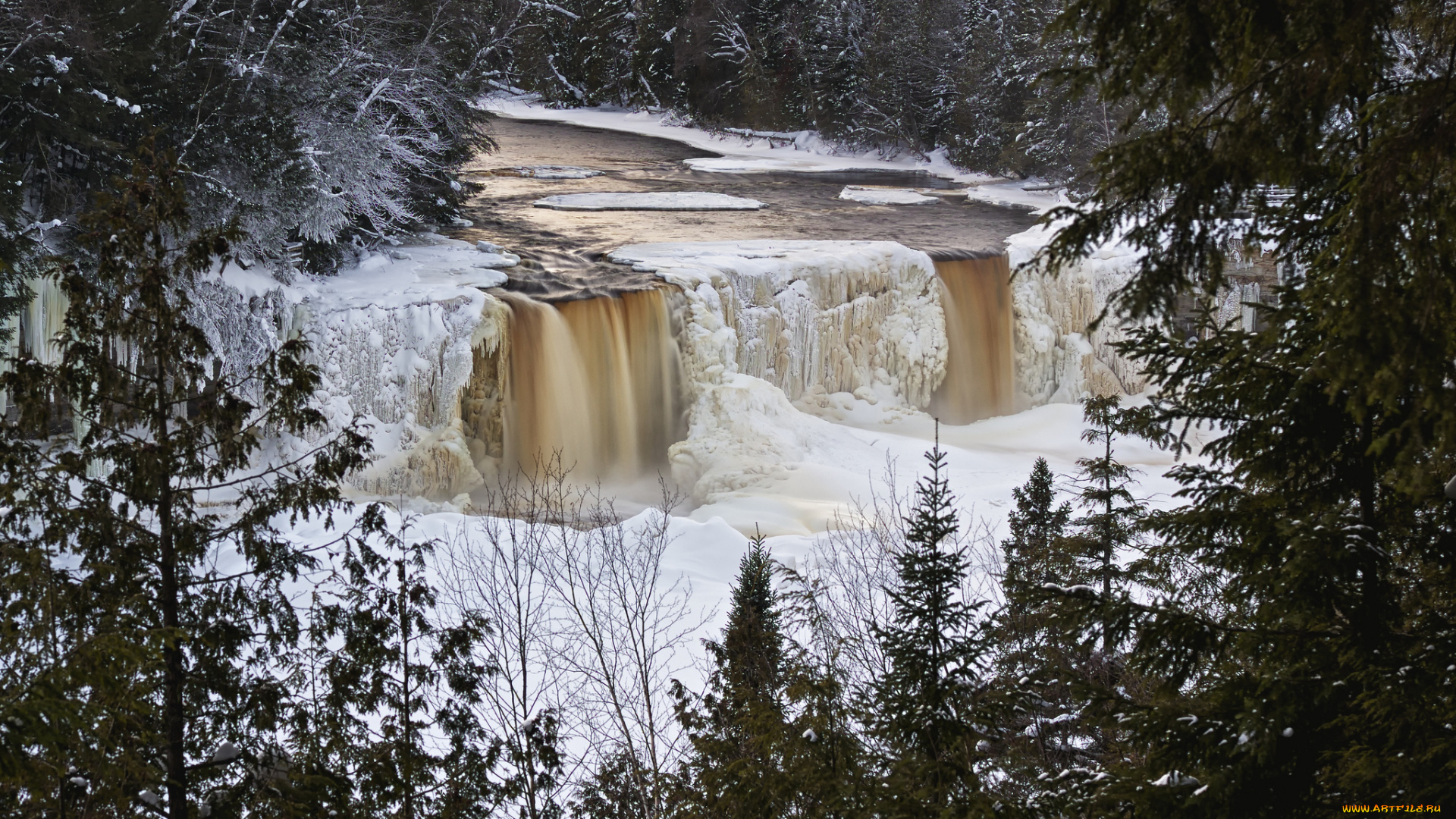 природа, водопады, водопад, лес, река