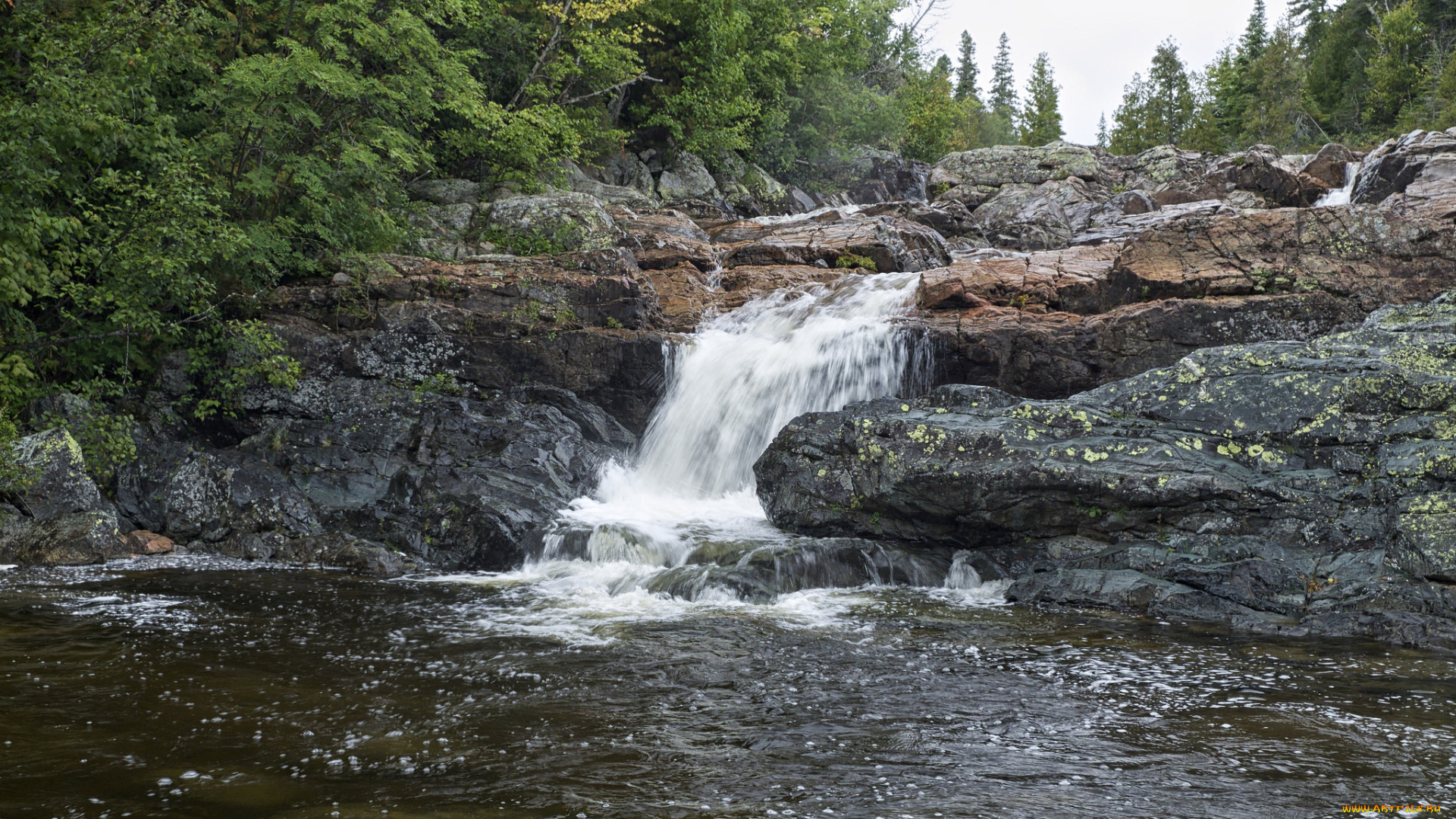 природа, водопады, водопад, река, лес