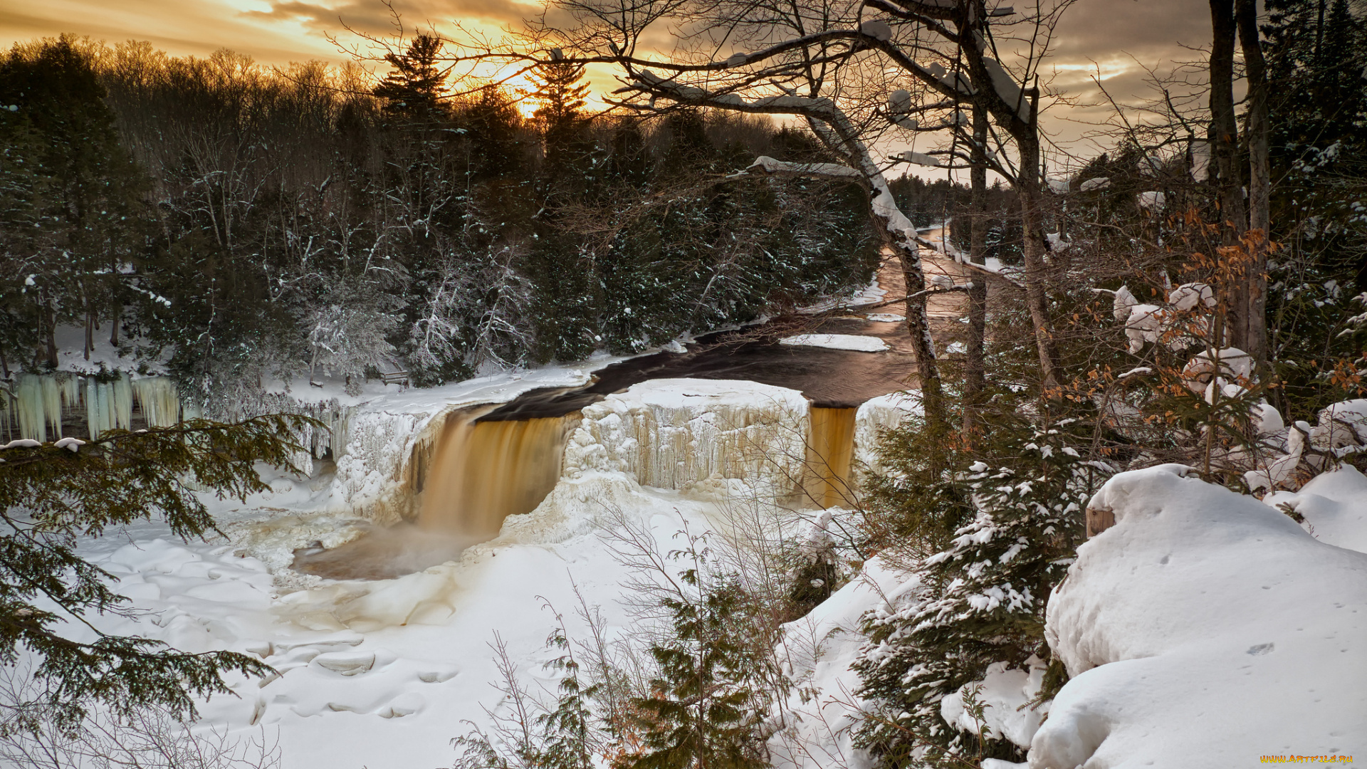 природа, водопады, водопад, река, лес
