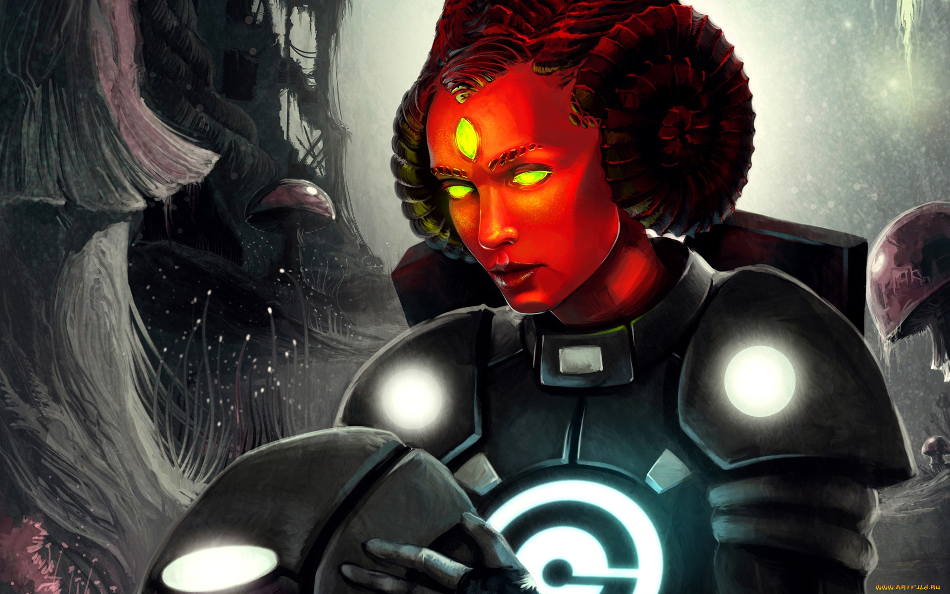 фэнтези, романтика, апокалипсиса, рога, костюм, лицо, арт, шлем, alexiuss, демон, капитан, doom, zee, captain, romantically, apocalyptic