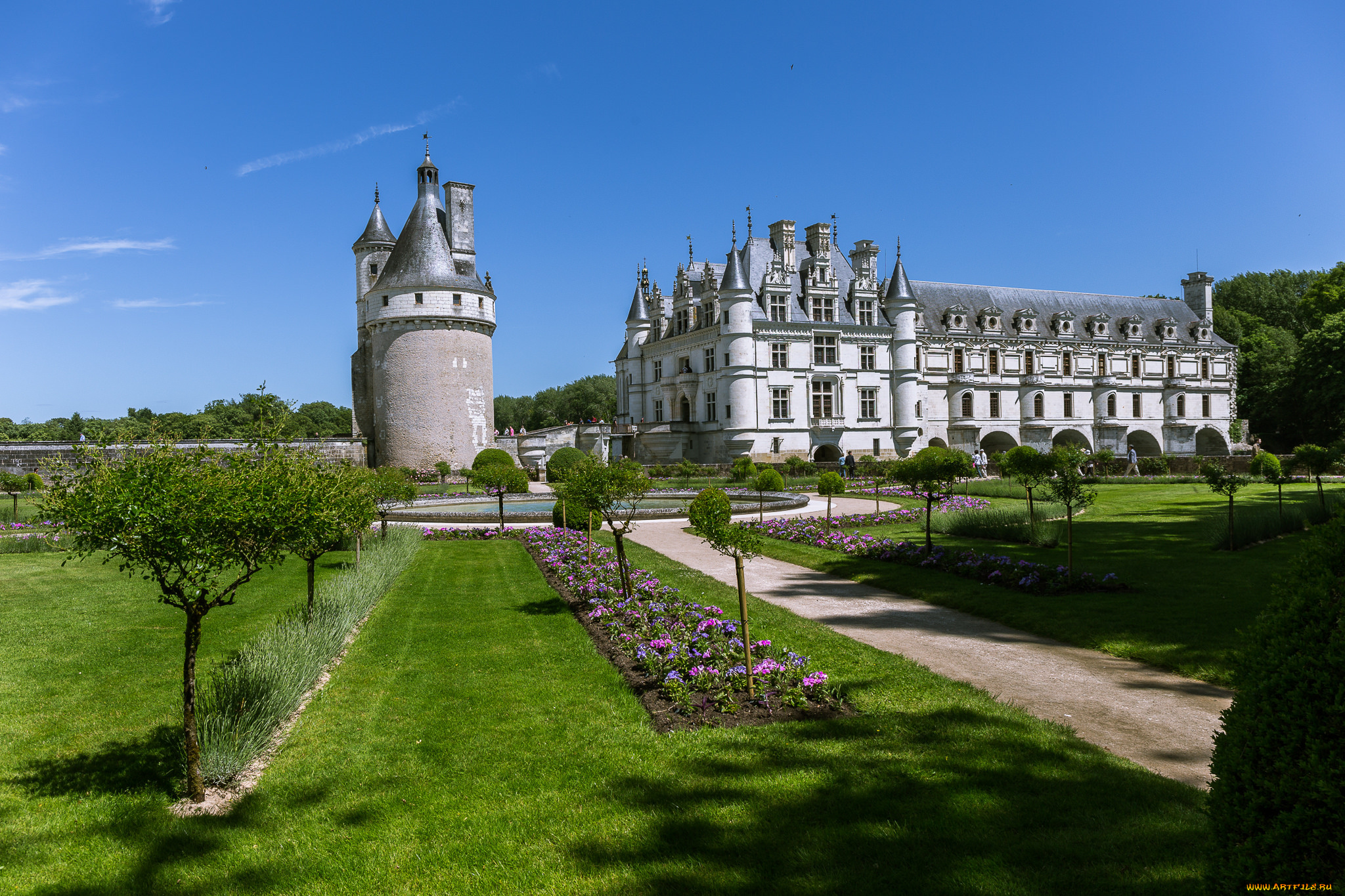 el, castillo, de, chenonceau, города, замки, франции, замок, парк