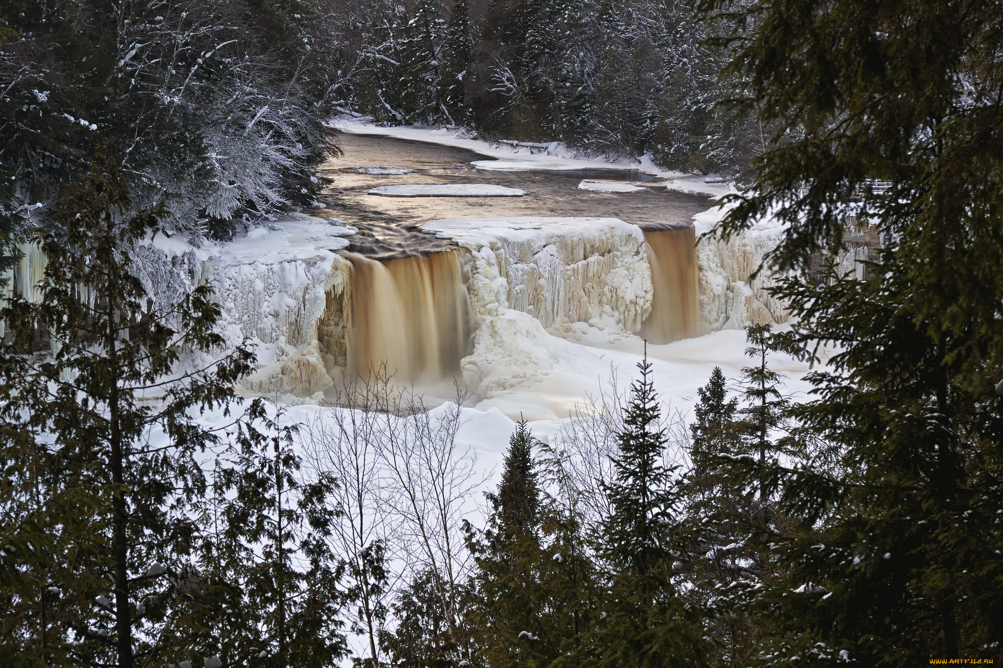 природа, водопады, водопад, лес, река