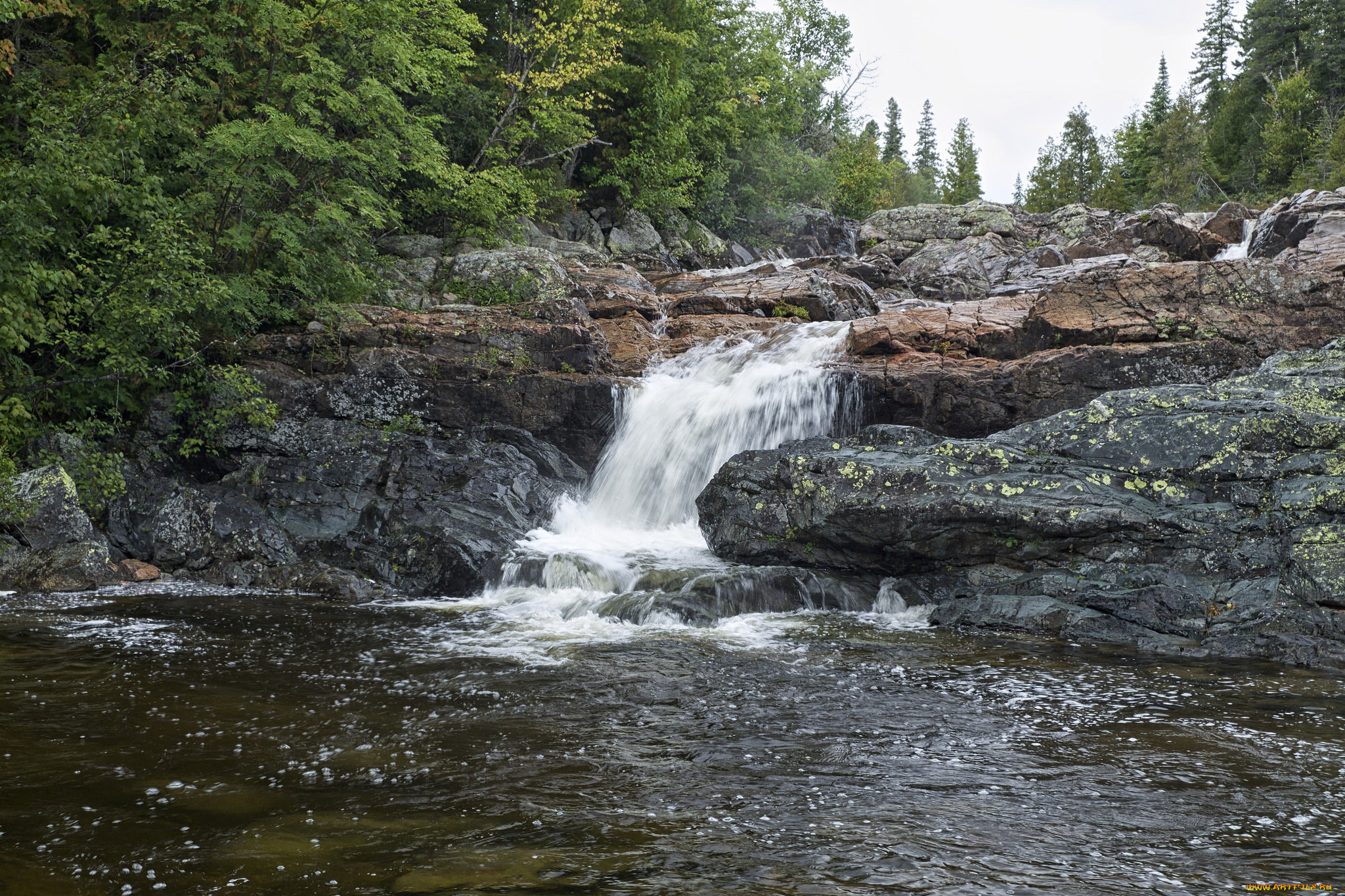 природа, водопады, водопад, река, лес