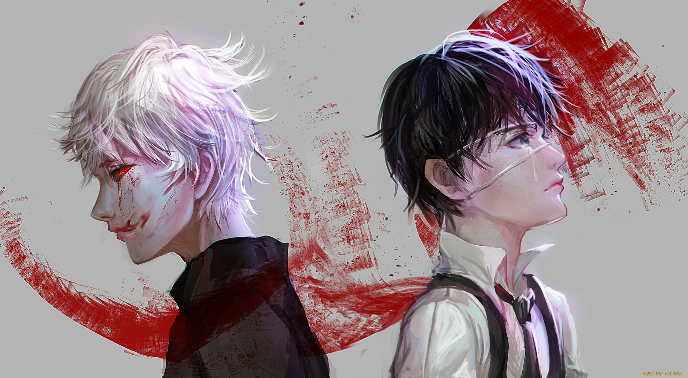 аниме, tokyo, ghoul, боль, седой, повязка, кровавые, слезы, монстр, ken, kaneki, tokyo, ghoul