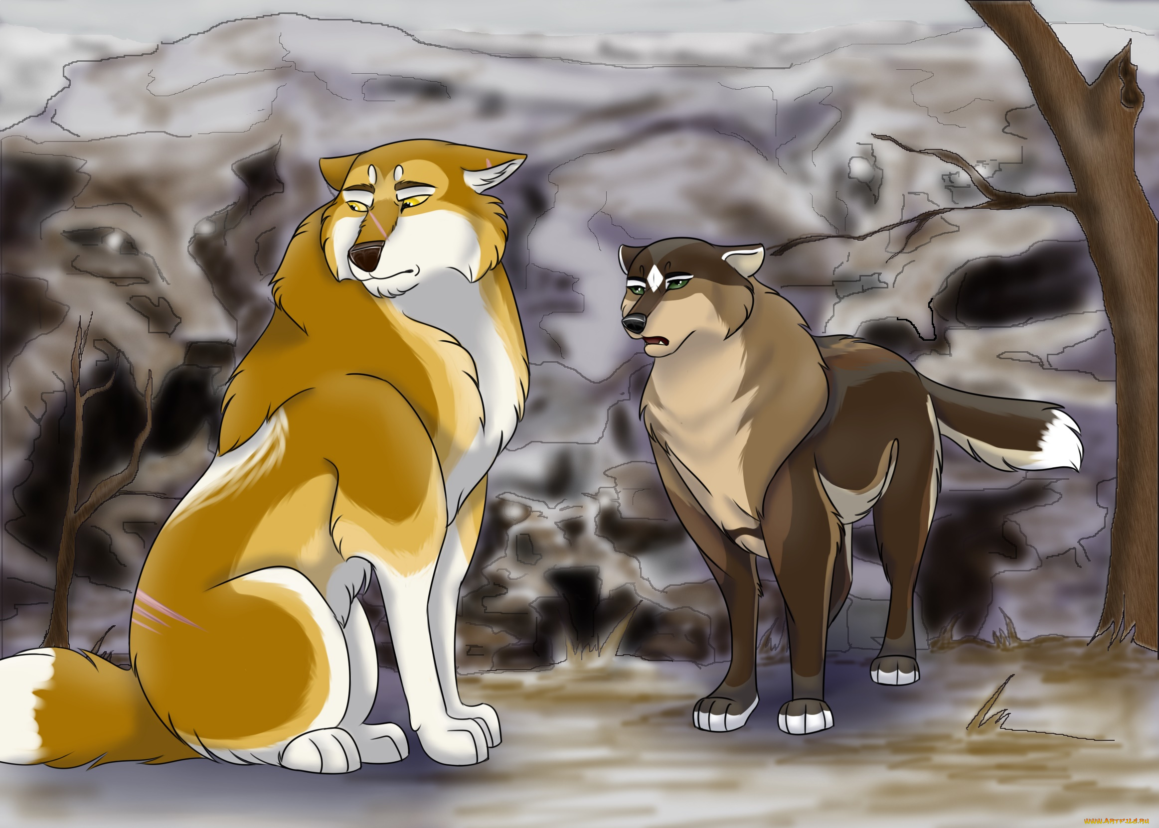 рисованное, животные, , собаки, взгляд, собаки, фон