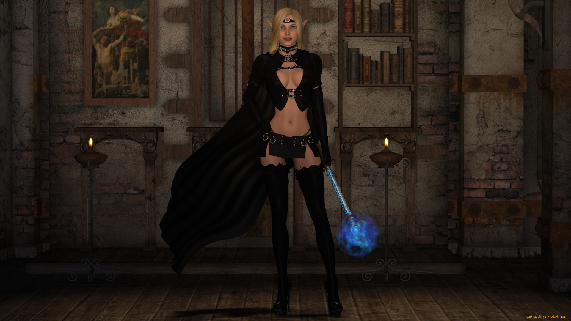 3д, графика, эльфы, , elves, фон, взгляд, эльфийка