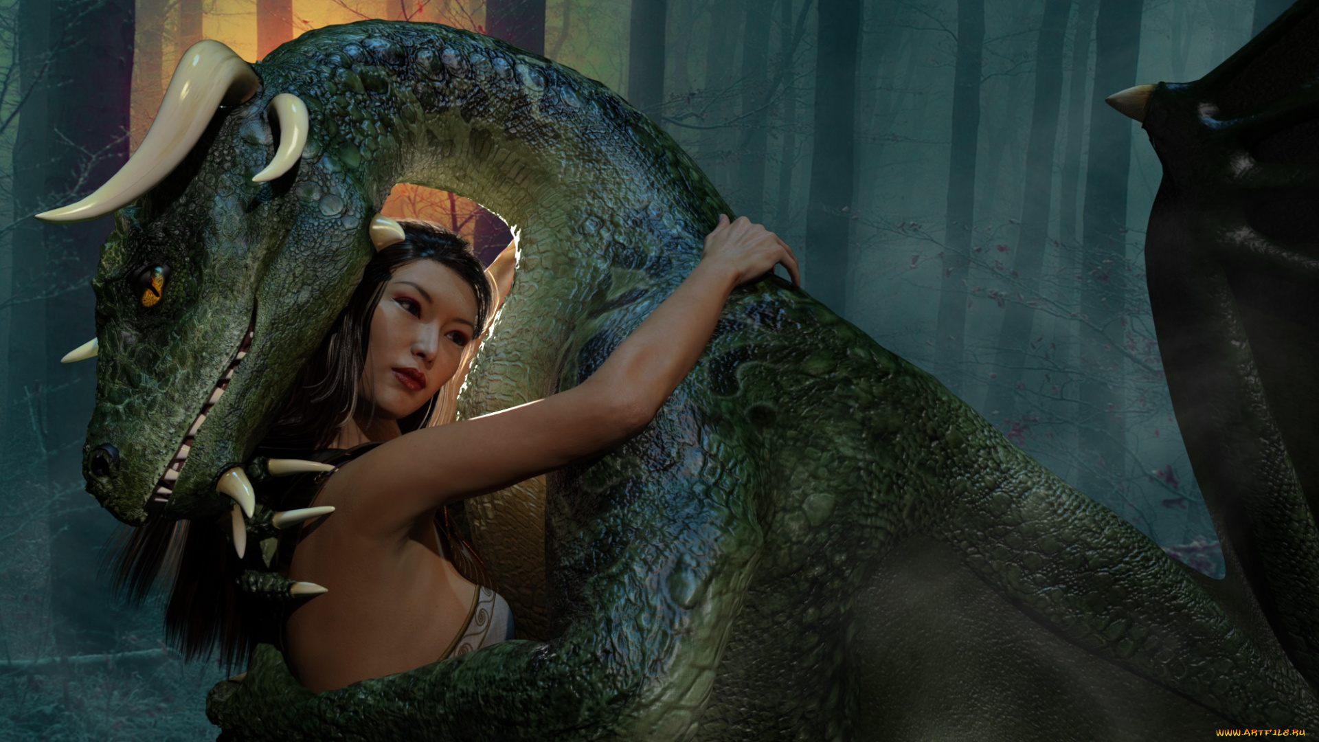 3д, графика, фантазия, , fantasy, девушка, фон, взгляд