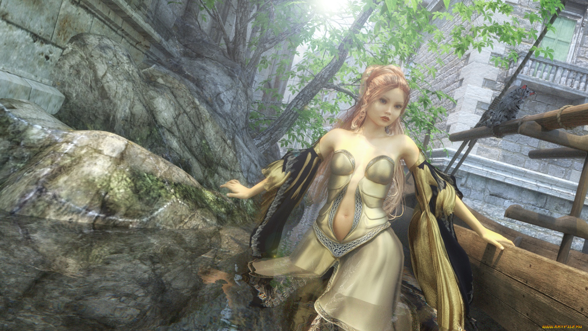 3д, графика, фантазия, , fantasy, фон, взгляд, девушка