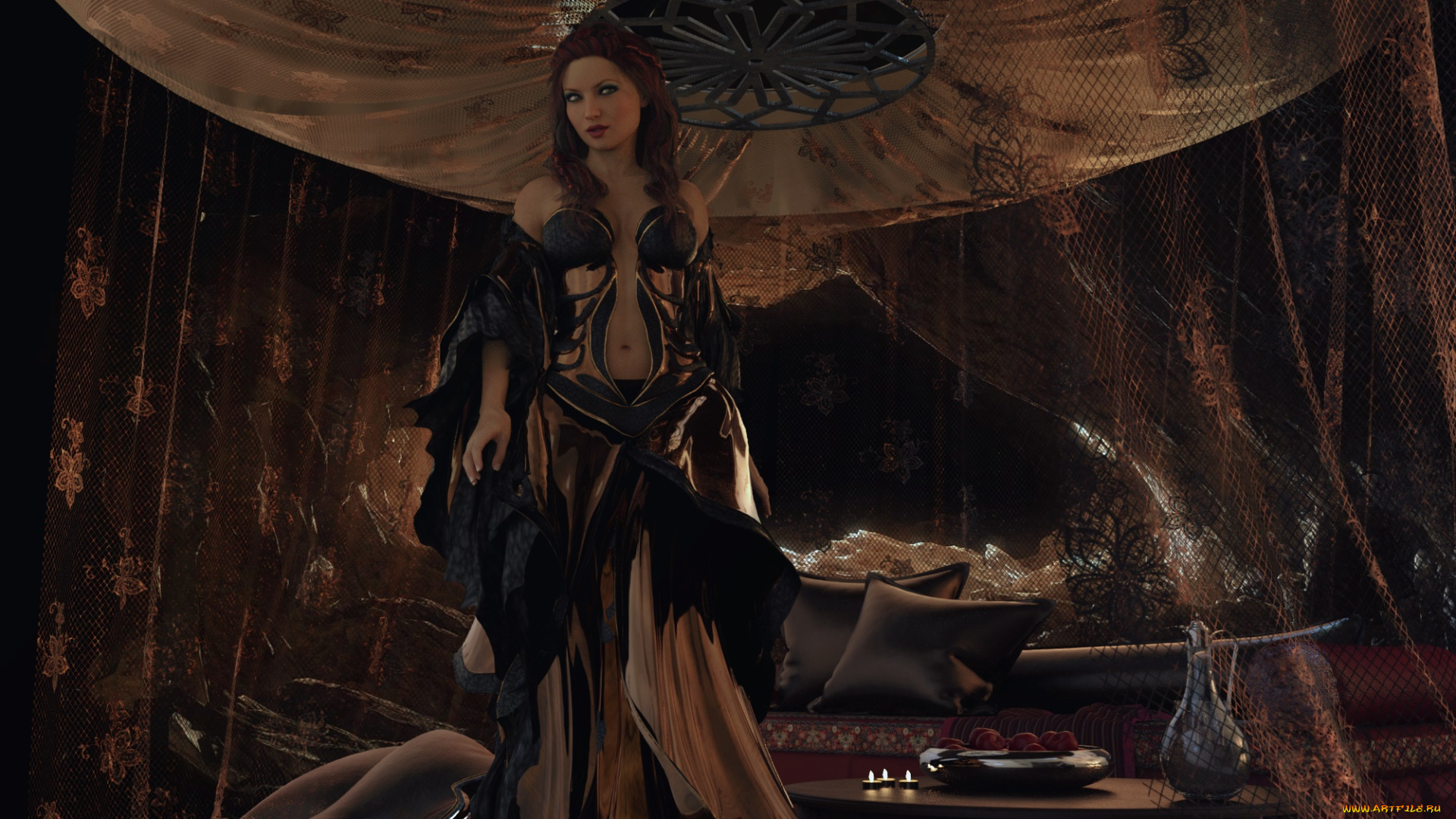 3д, графика, фантазия, , fantasy, взгляд, фон, девушка