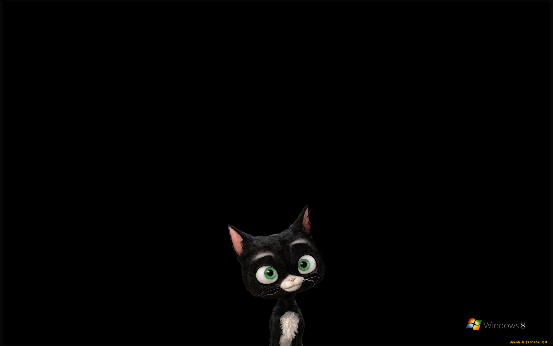 компьютеры, windows, 8, черный, котенок