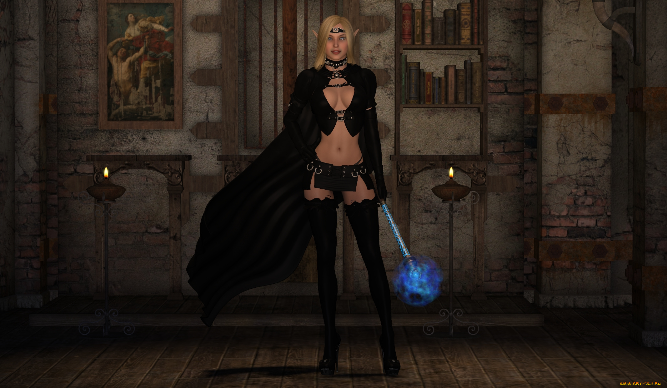 3д, графика, эльфы, , elves, фон, взгляд, эльфийка