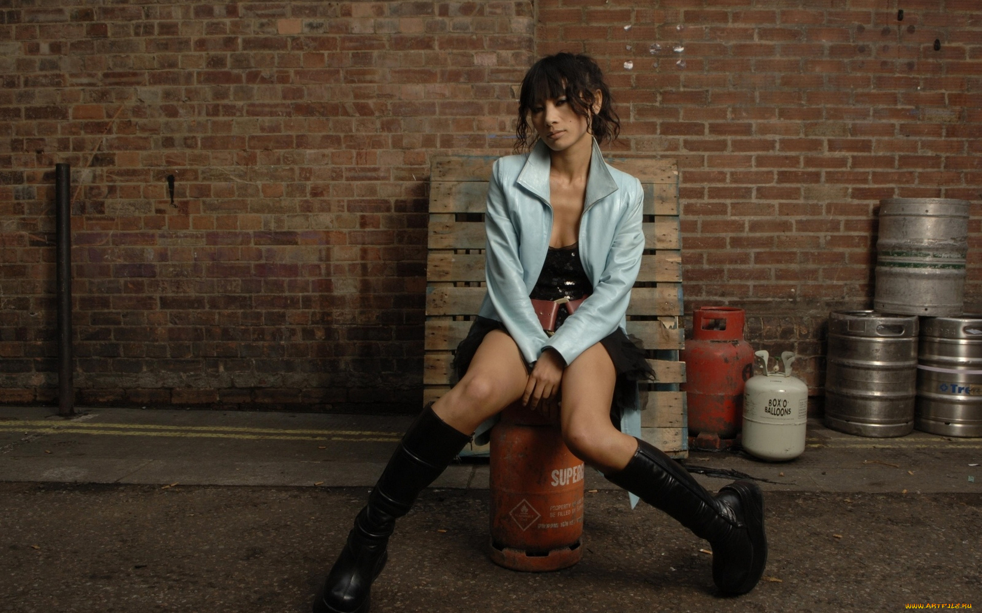 девушки, bai, ling, куртка, сапоги, бочки