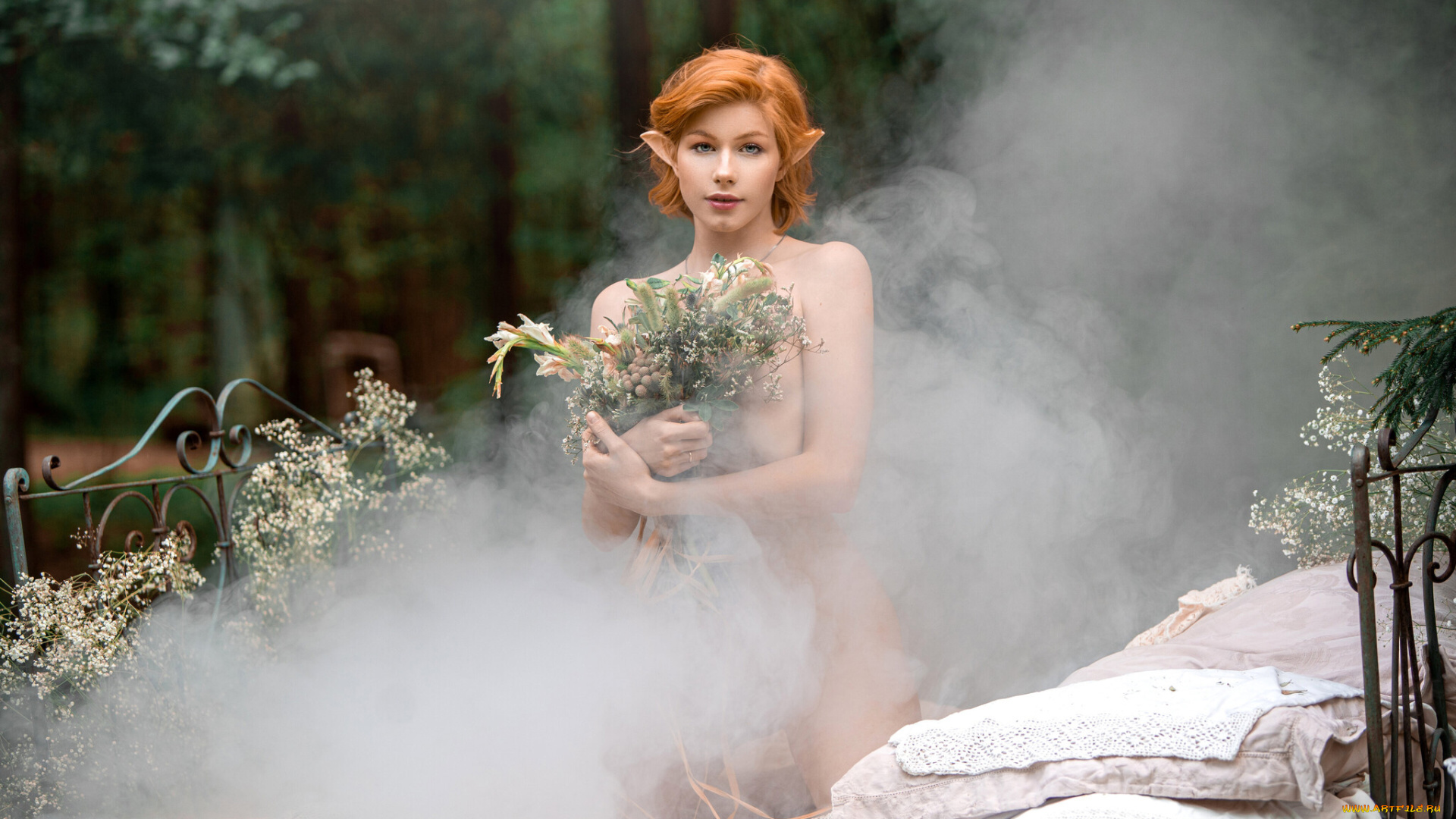 anastasia, zhilina, девушки, анастасия, жилина, anastasia, zhilina, cosplay, туман, дым, дымка, эльф, эльфийка, волосы, анастасия, жилина, девушка, модель, стройная, сексуальная, секси, рыжеволосая, поза, фотосессия, фигура